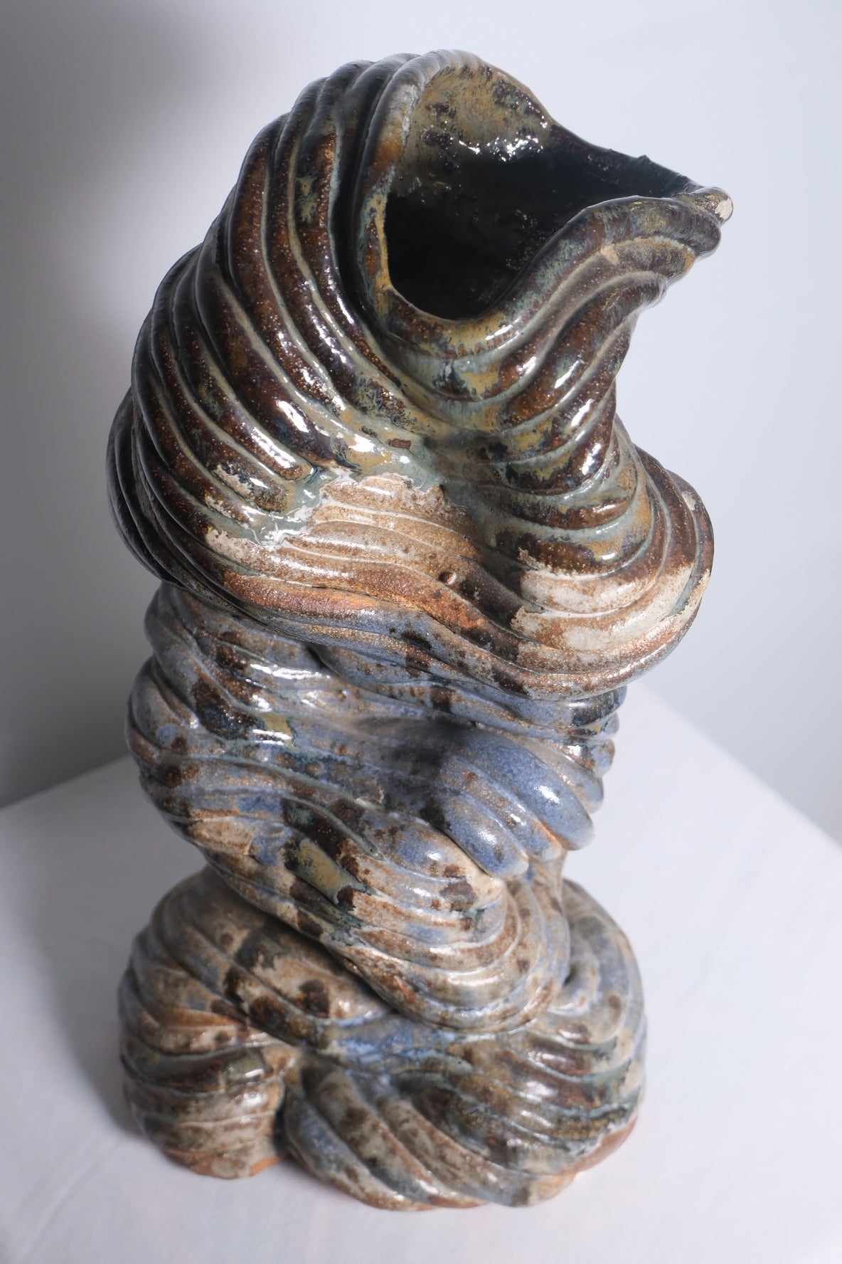 Enigmatic Blue/Brown Coil Vase (Vintage)