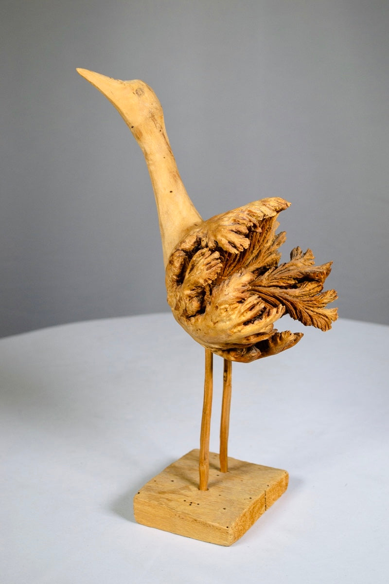 Natural Burl Wood Crane (Vintage)