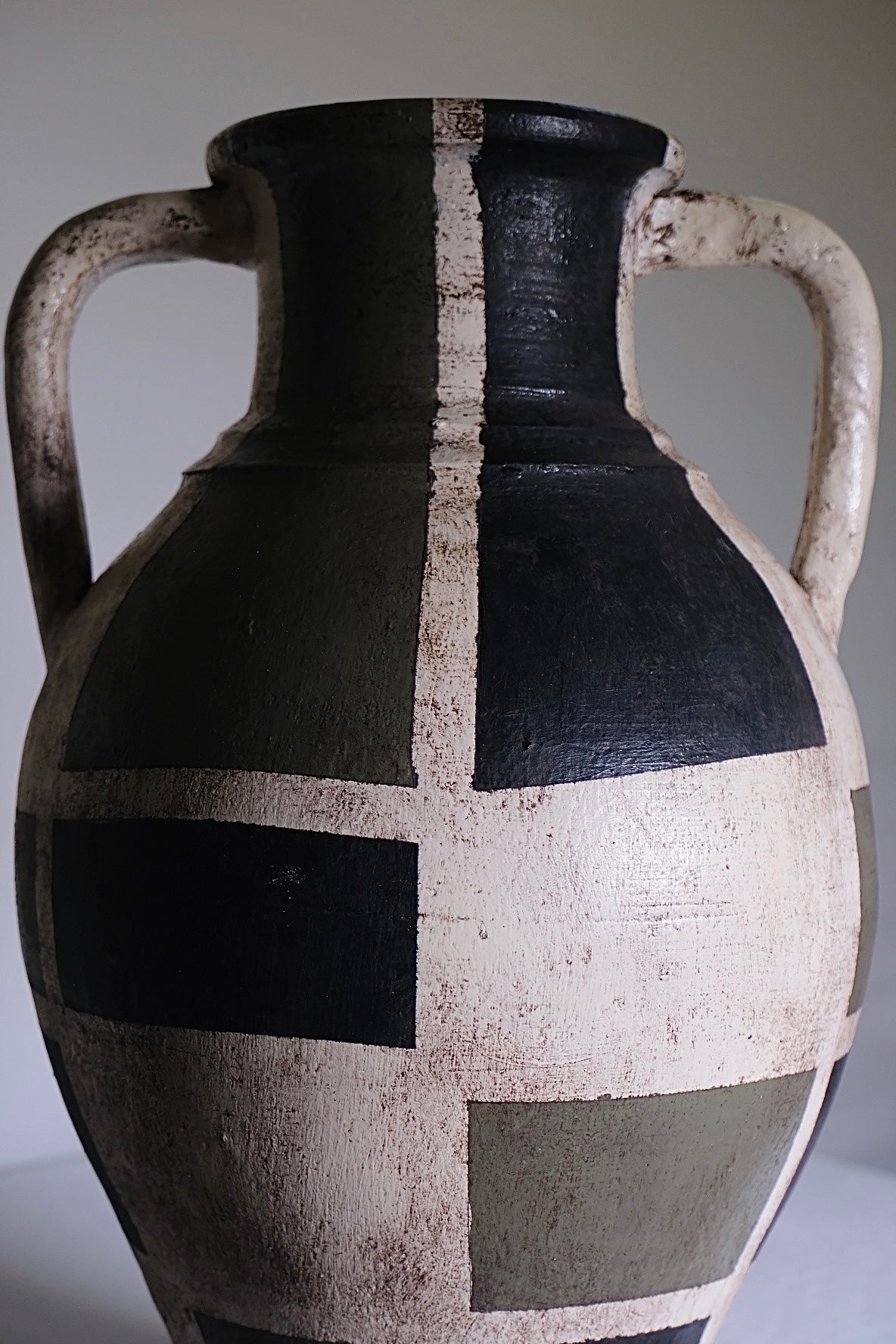 Grecian Inspired Geometric Large Camouflage Vase