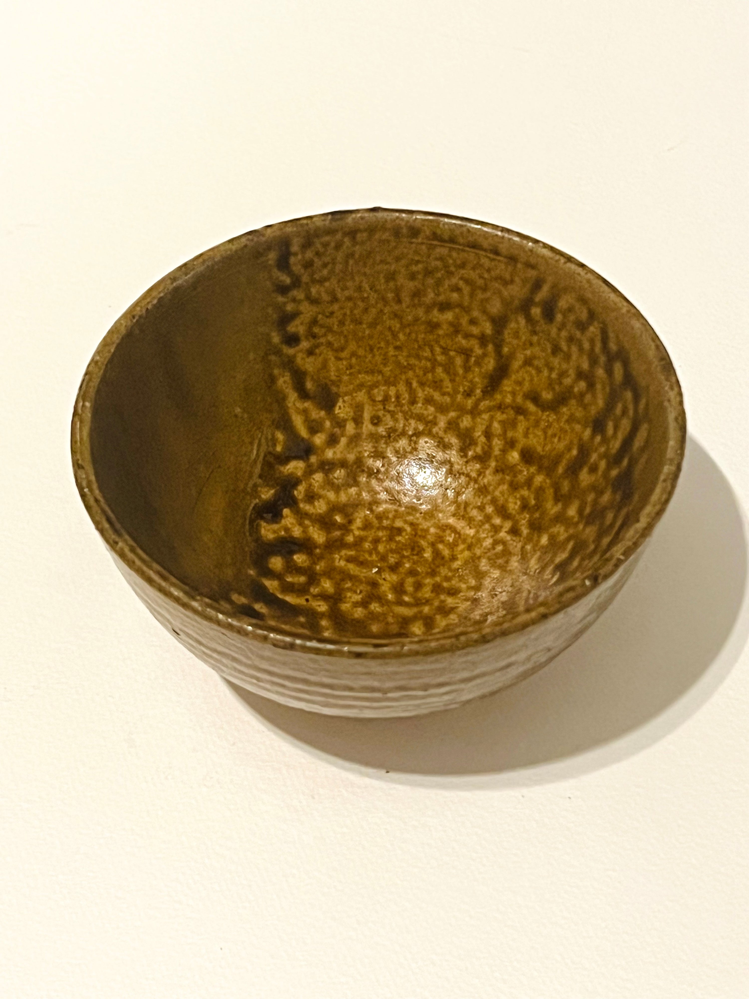 Miniature Brown Ribbed Bowl (Vintage)