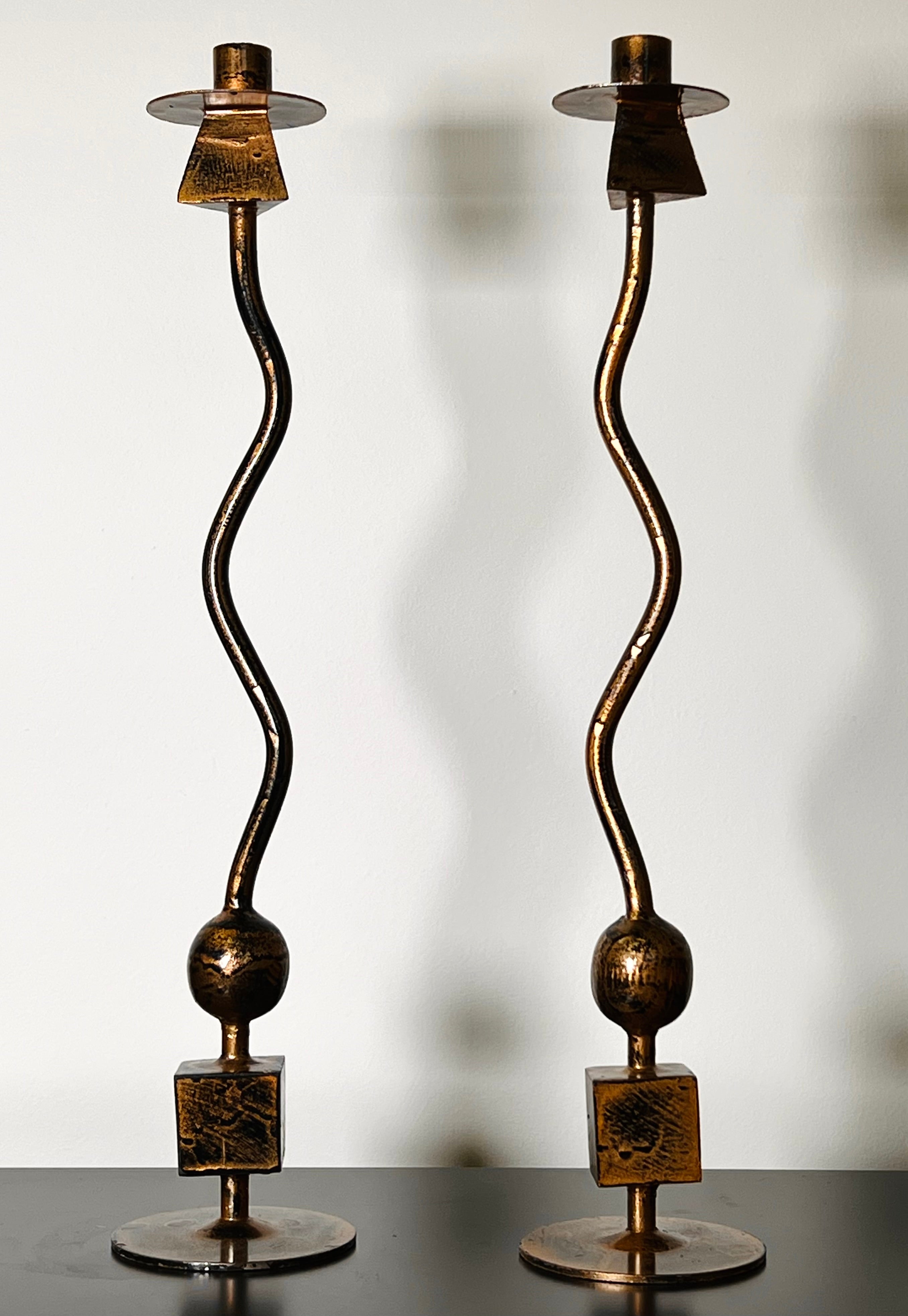 Gold Heavy Cast Iron Candle Stick (Pair) (Vintage)