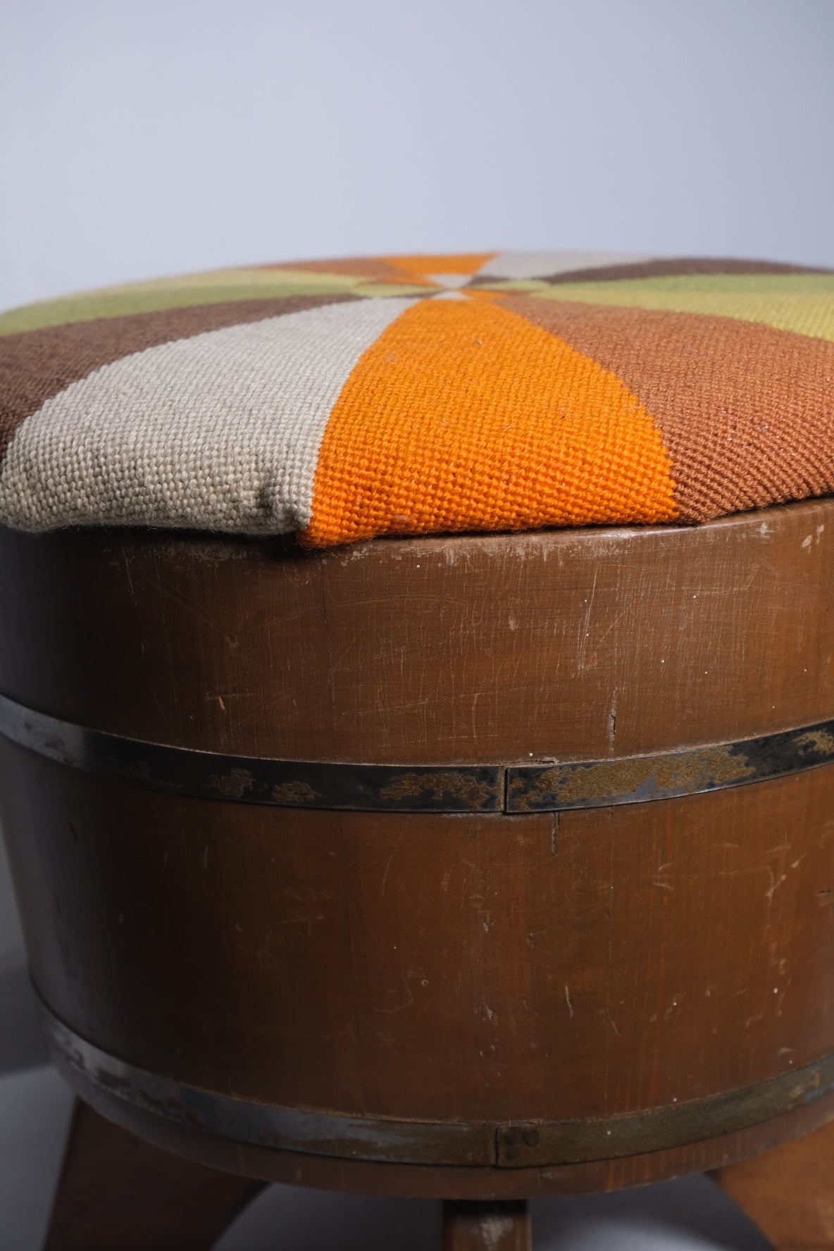 Keg Reupholstered Stool (Vintage)