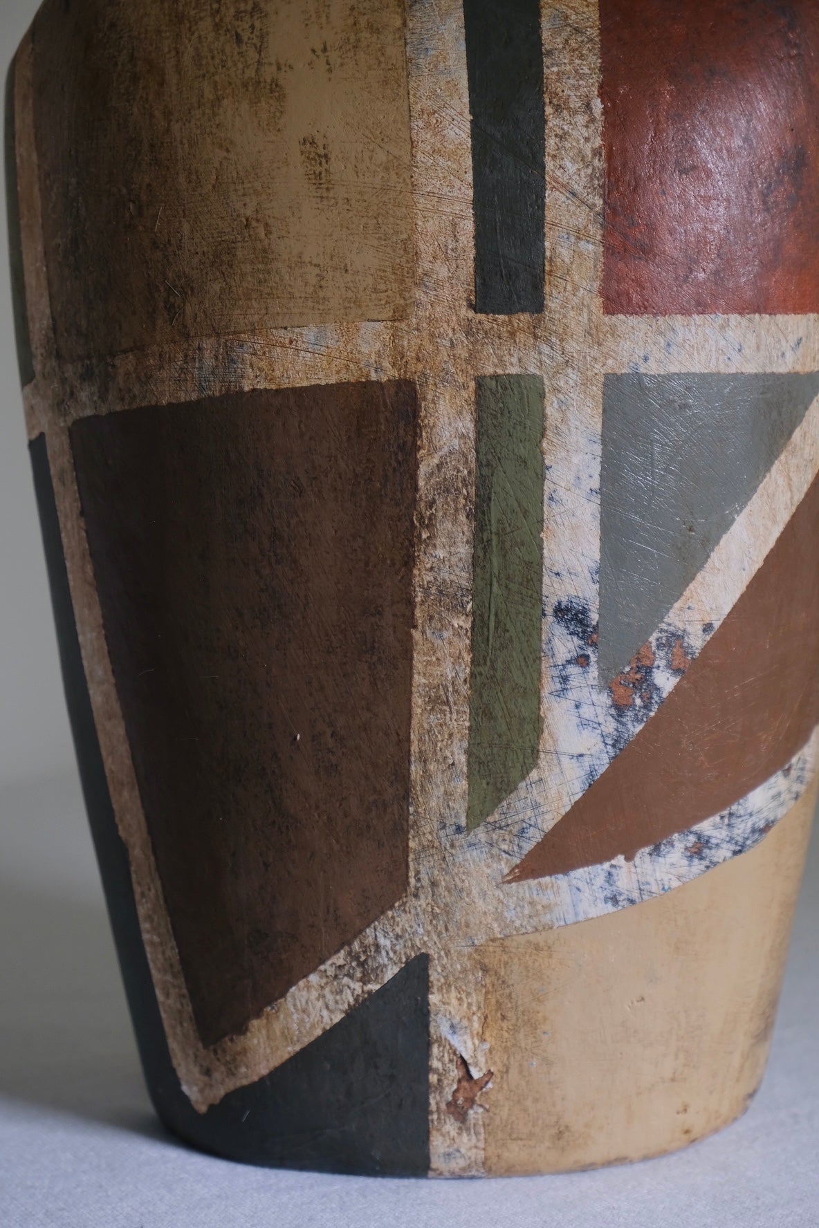 Antiqued Geometry Studio Pottery Vase