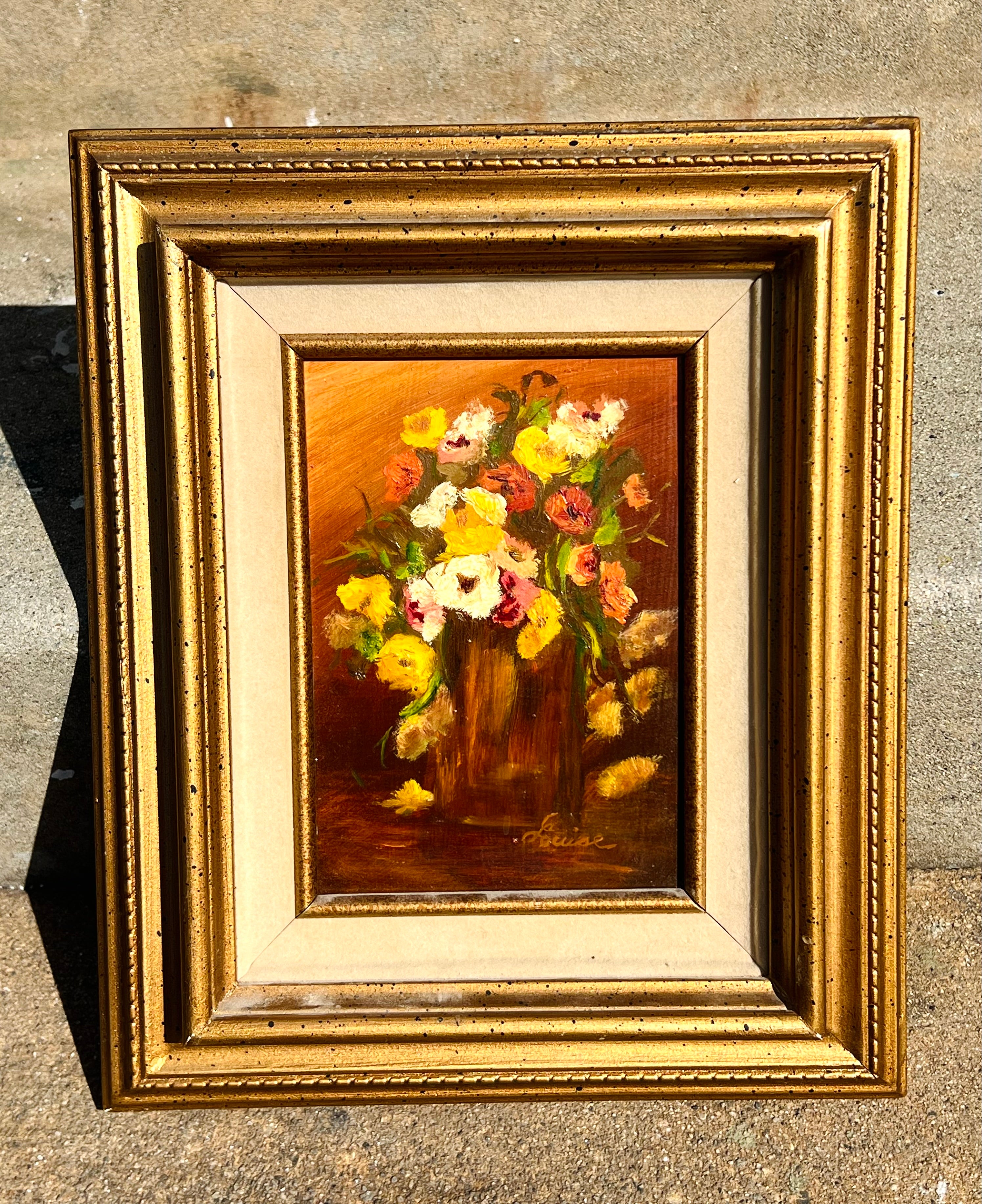 Floral Framed Oil Painting Made In Mexico (Vintage)