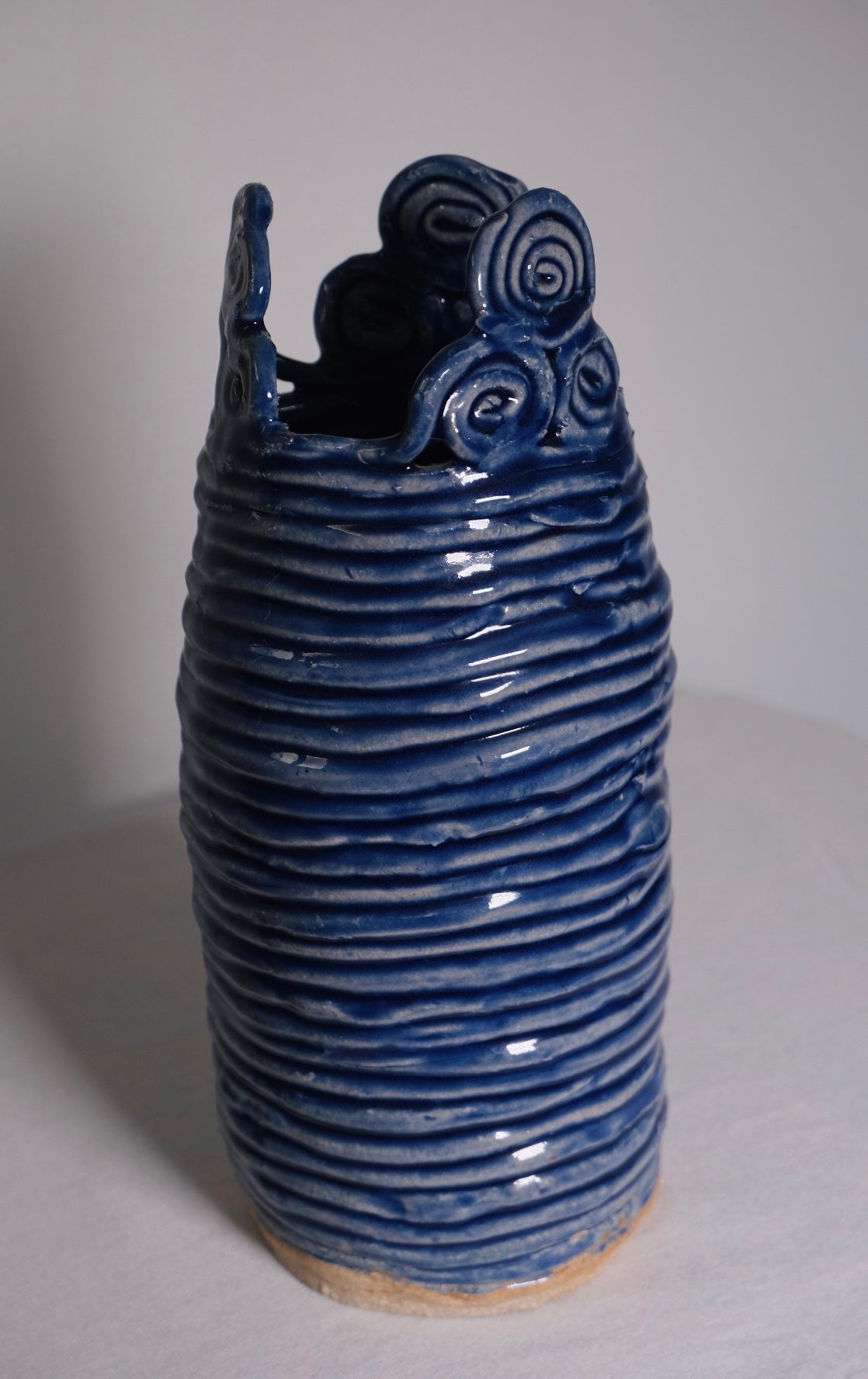 Blue Tall Studio Coil Pot (Vintage)