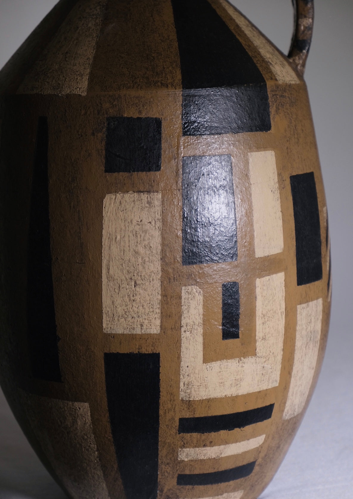 Geometric Brown/Black Handled Vase