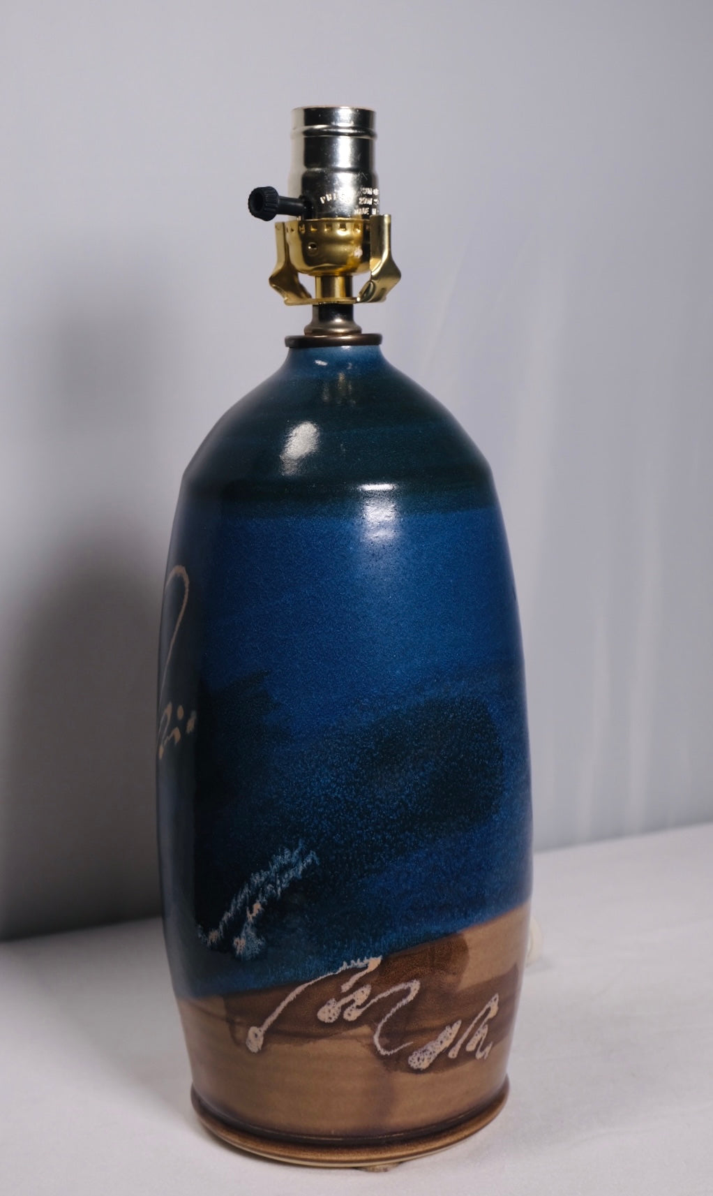 Blue MCM Studio Pottery Table Lamp (Vintage)