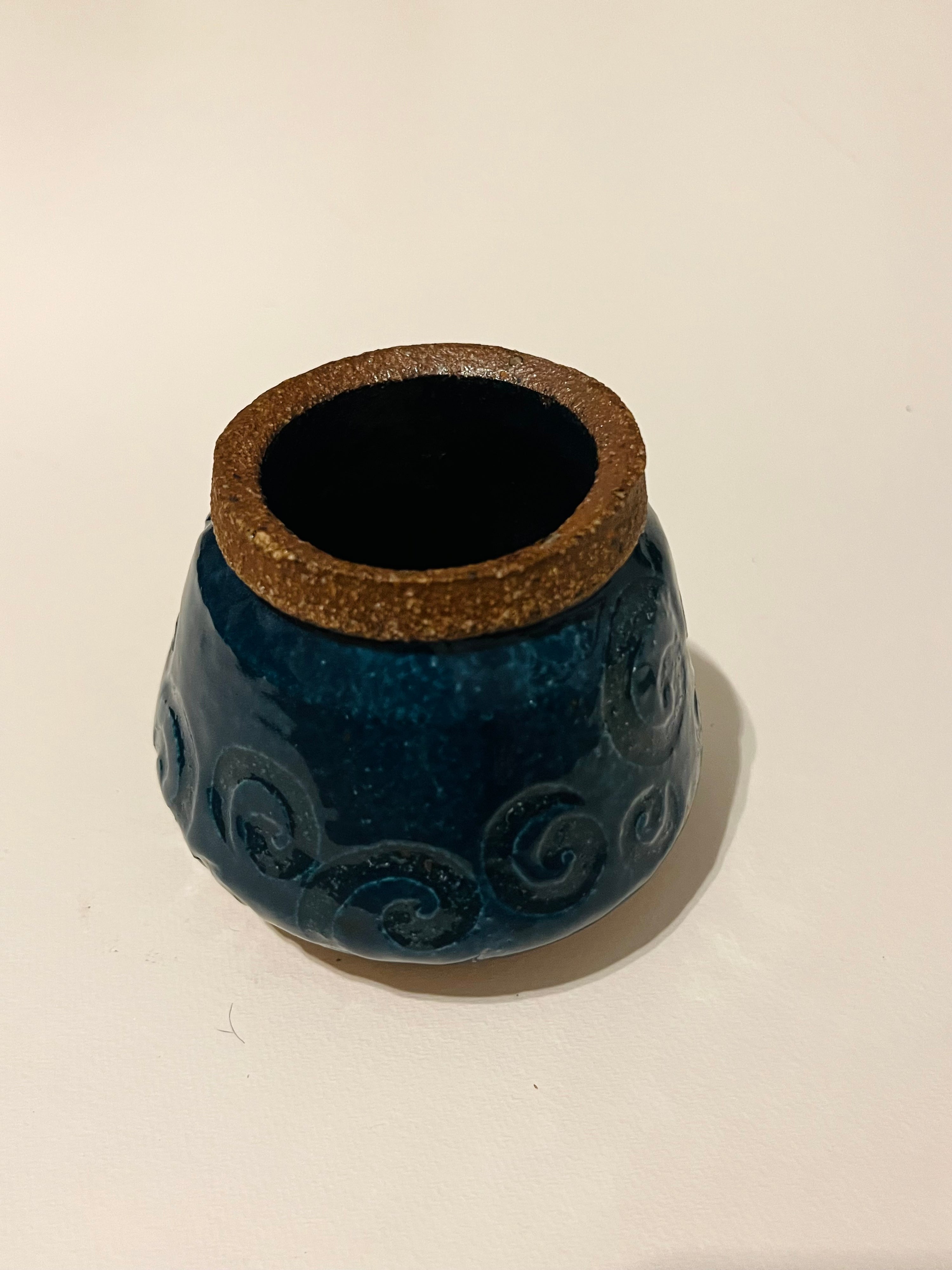 Small Teal Swirl Studio Pot (Vintage)