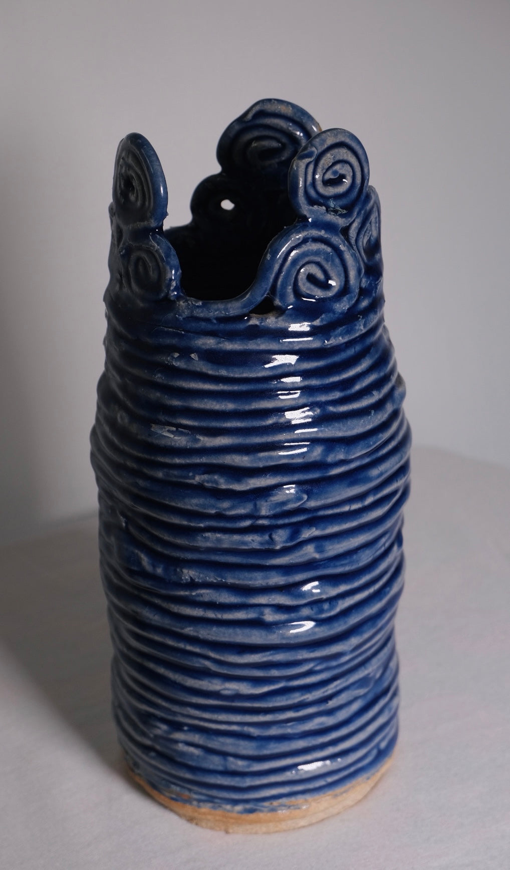 Blue Tall Studio Coil Pot (Vintage)