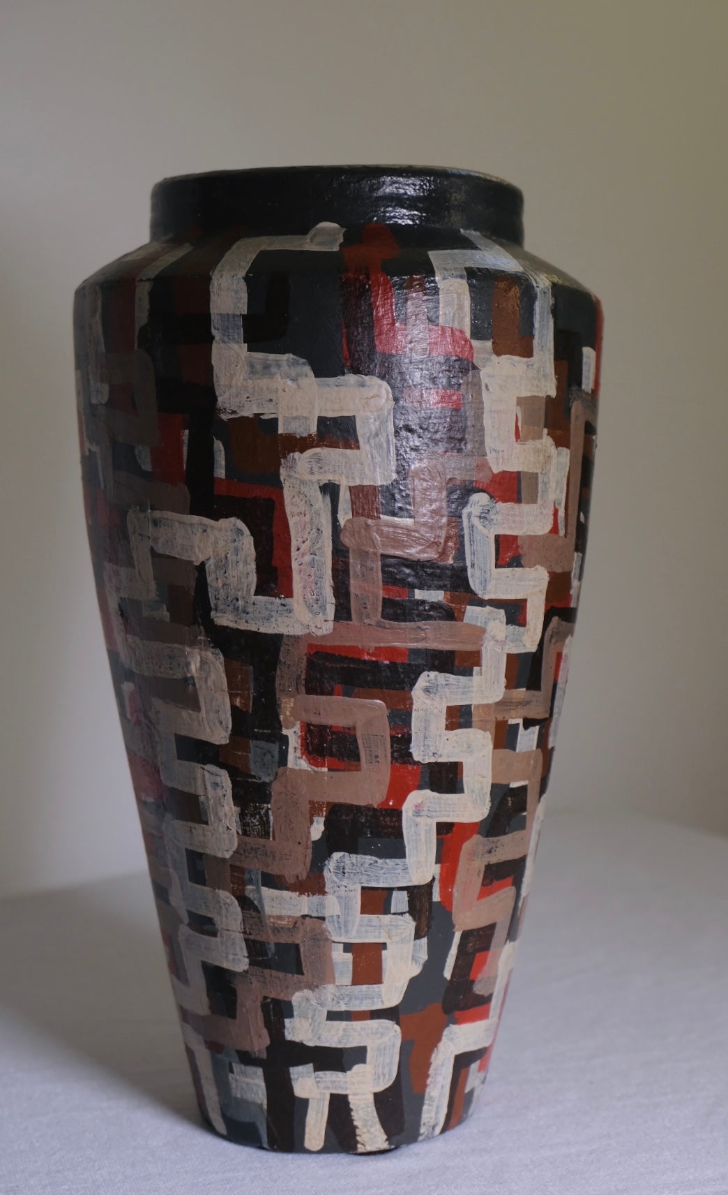 Triangular Geometric Red Vase