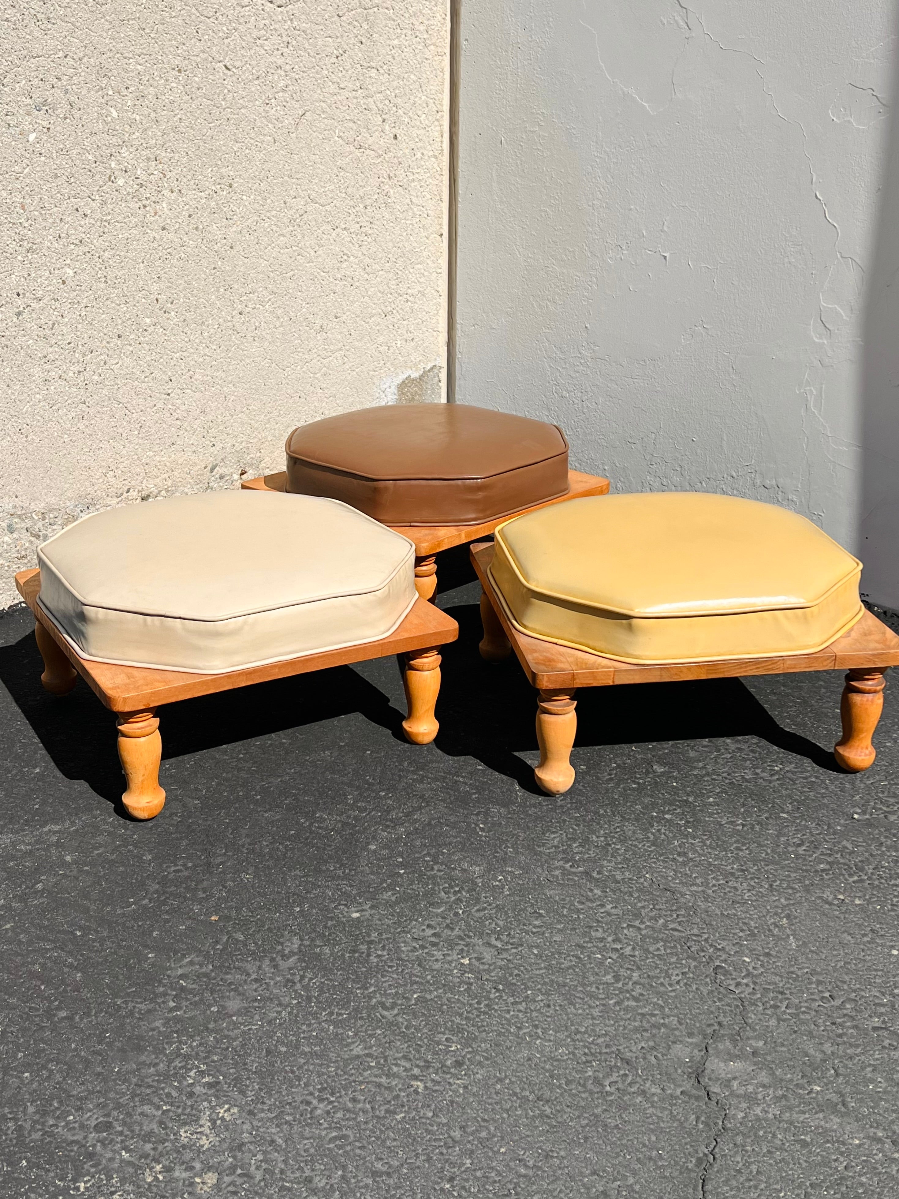 Mini Set of 3 MCM “Ethan Allen” Stacking Baumritter Foot Stools/Ottomans (Vintage)