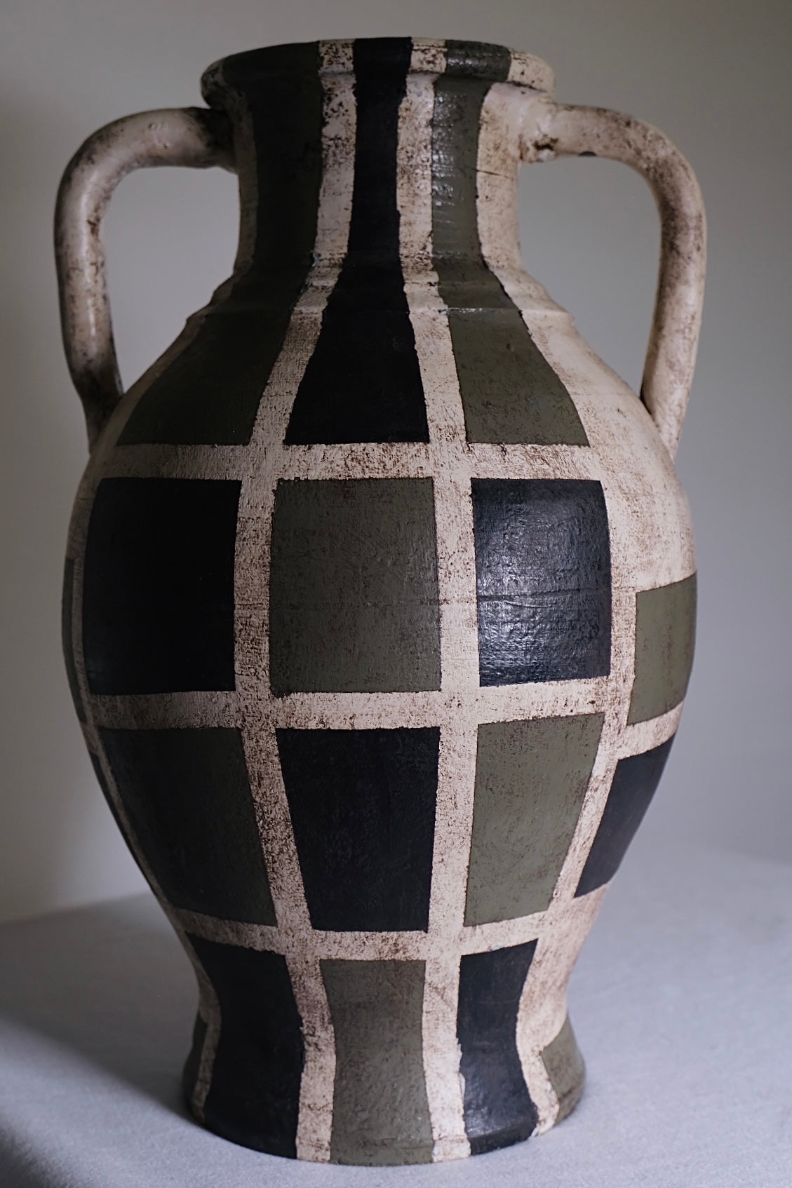 Grecian Inspired Geometric Large Camouflage Vase