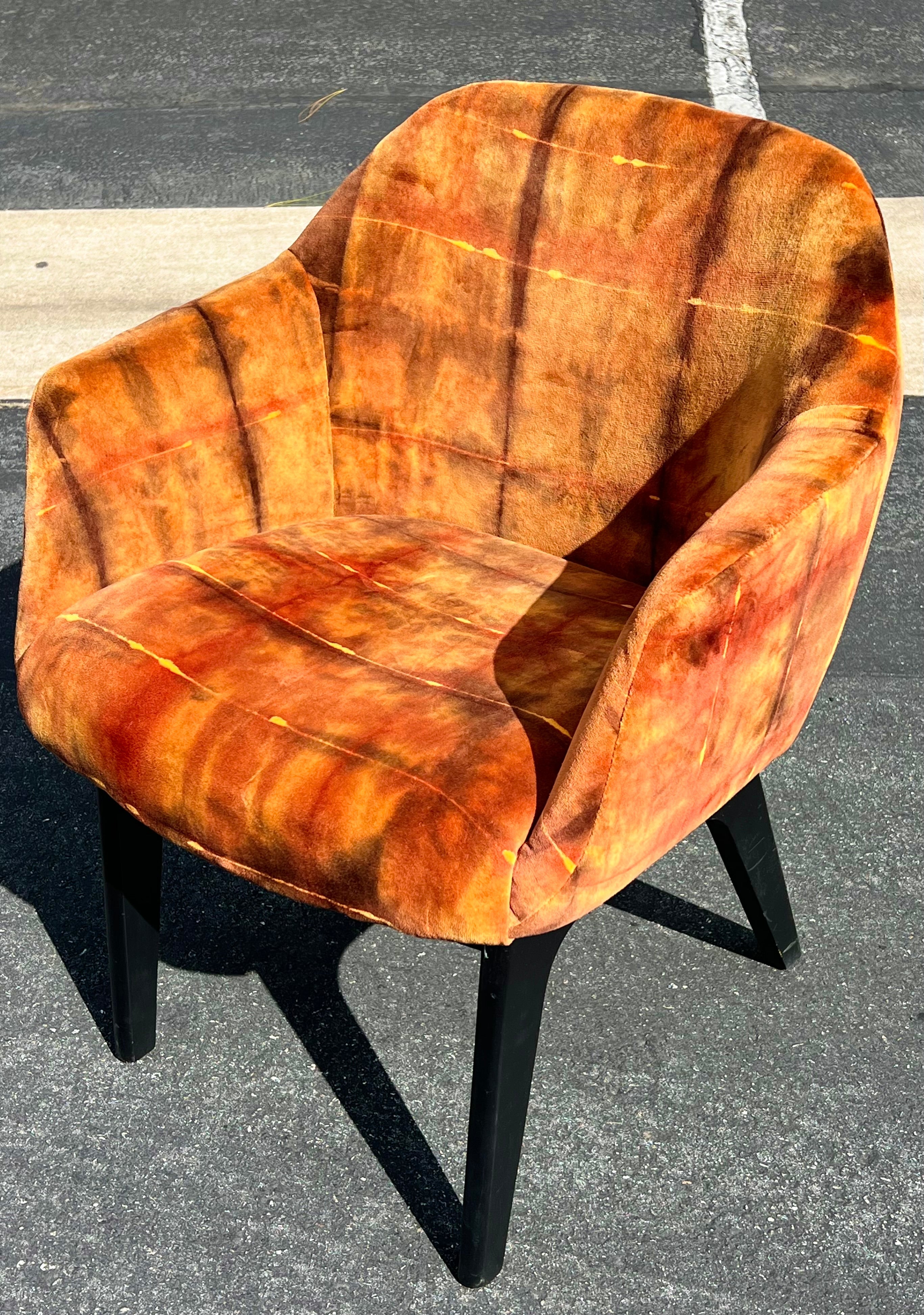 Rust Orange Hand Dyed Accent Mcm Chair (Vintage)