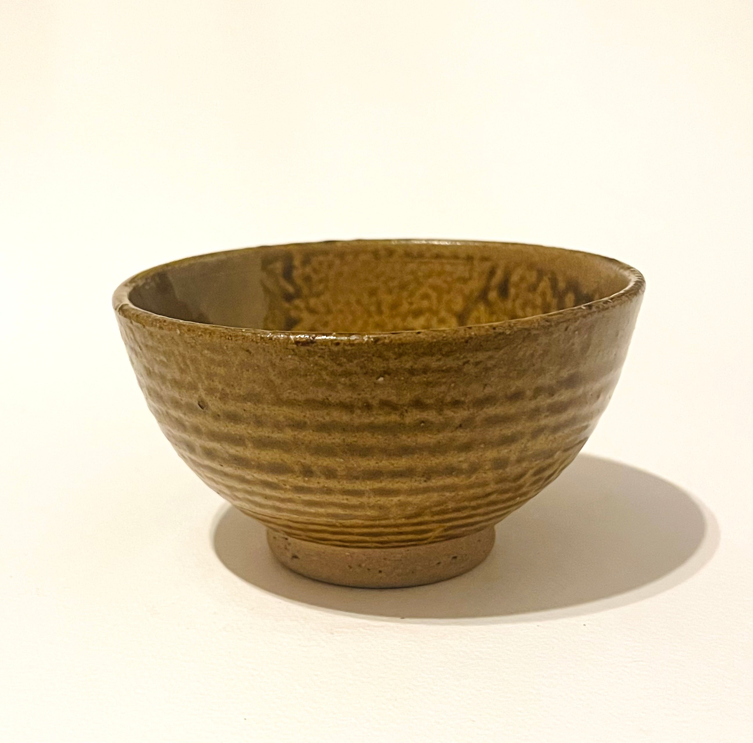 Miniature Brown Ribbed Bowl (Vintage)