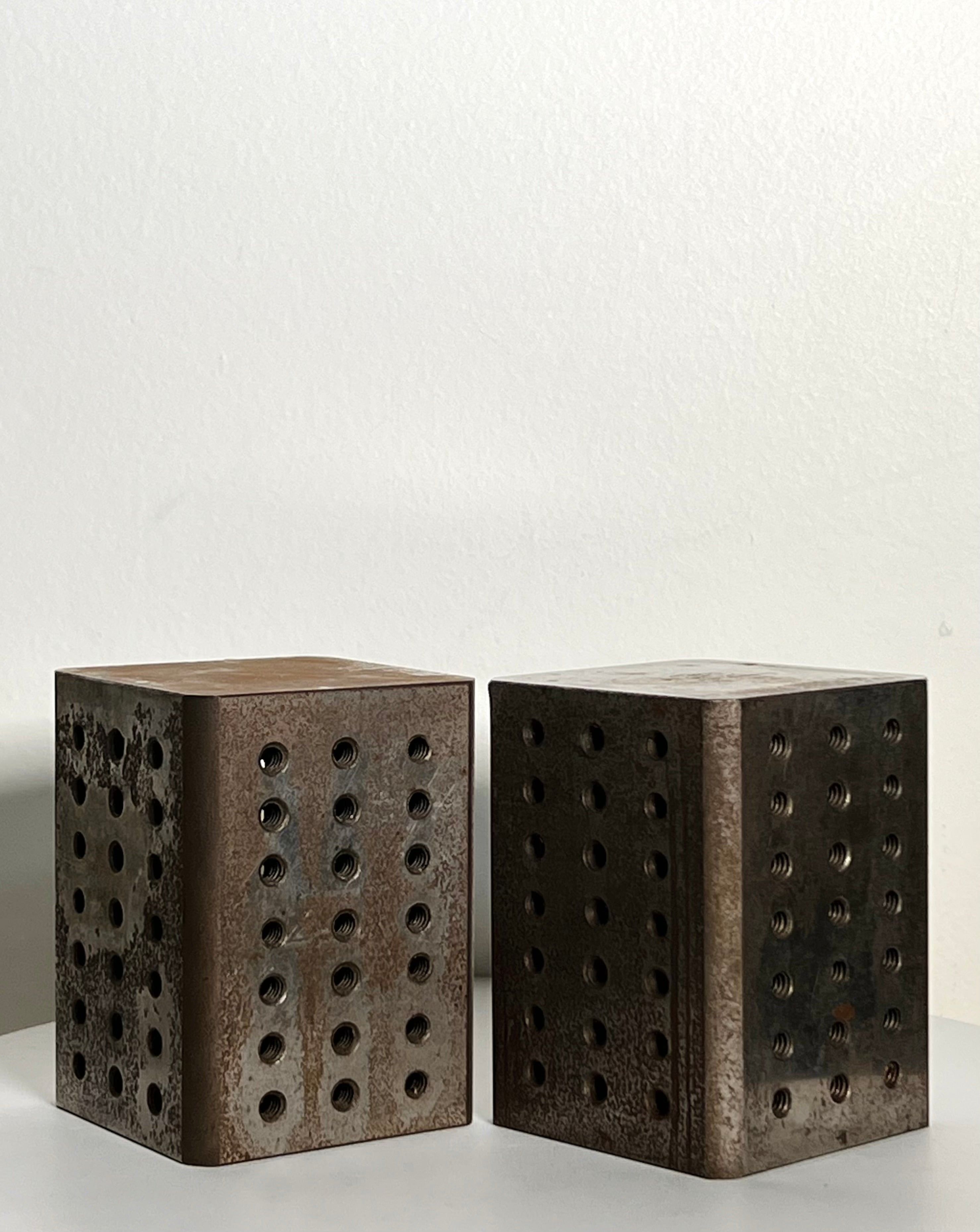 Full Metal Cube Drill Weight Bookends (Vintage) (SOLD)