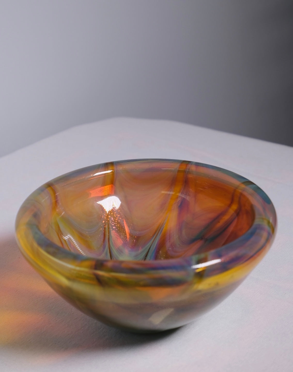 Iridescent Hand Blown Studio Glass Bowl