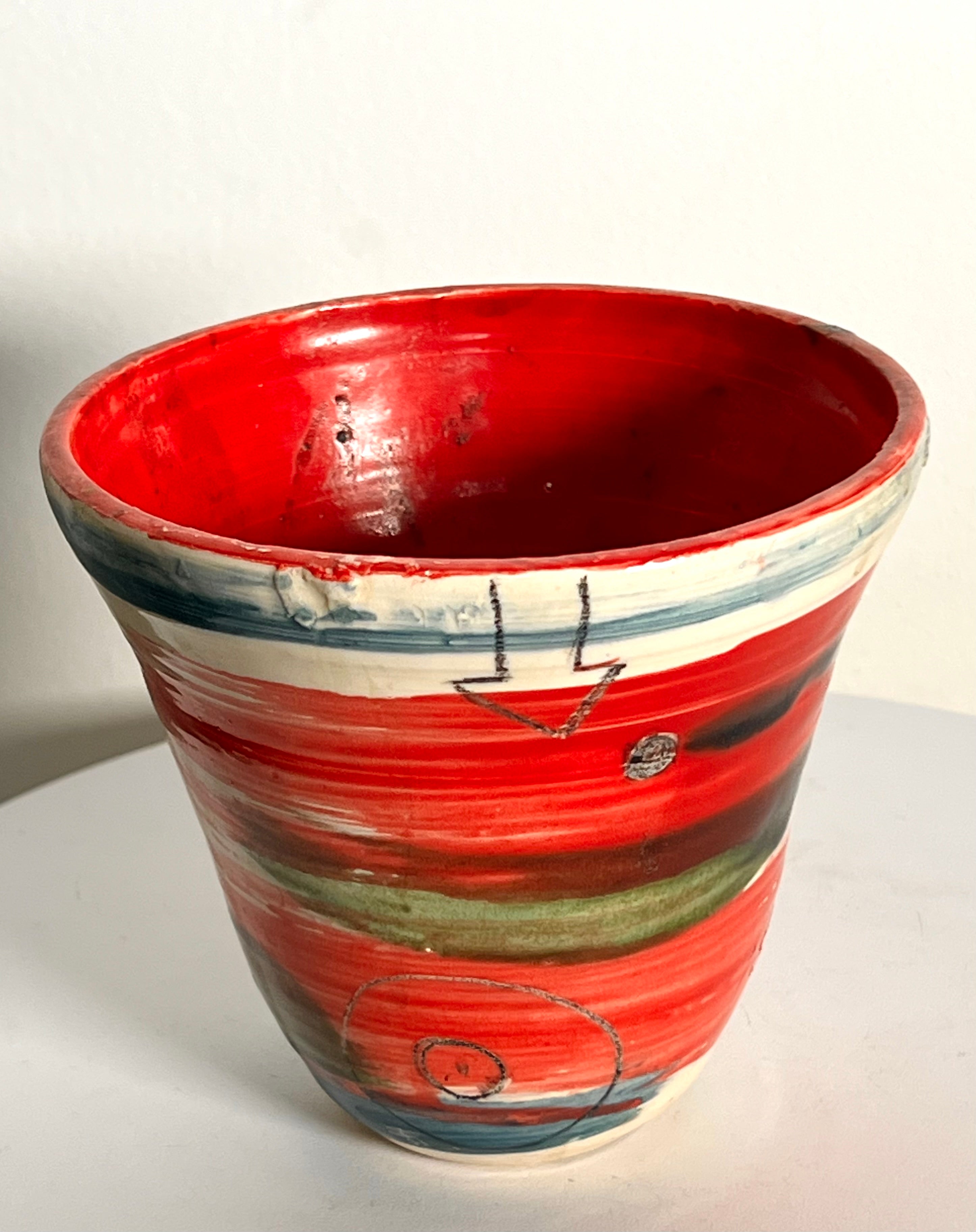 Red Abstract Small Bowl (Vintage)