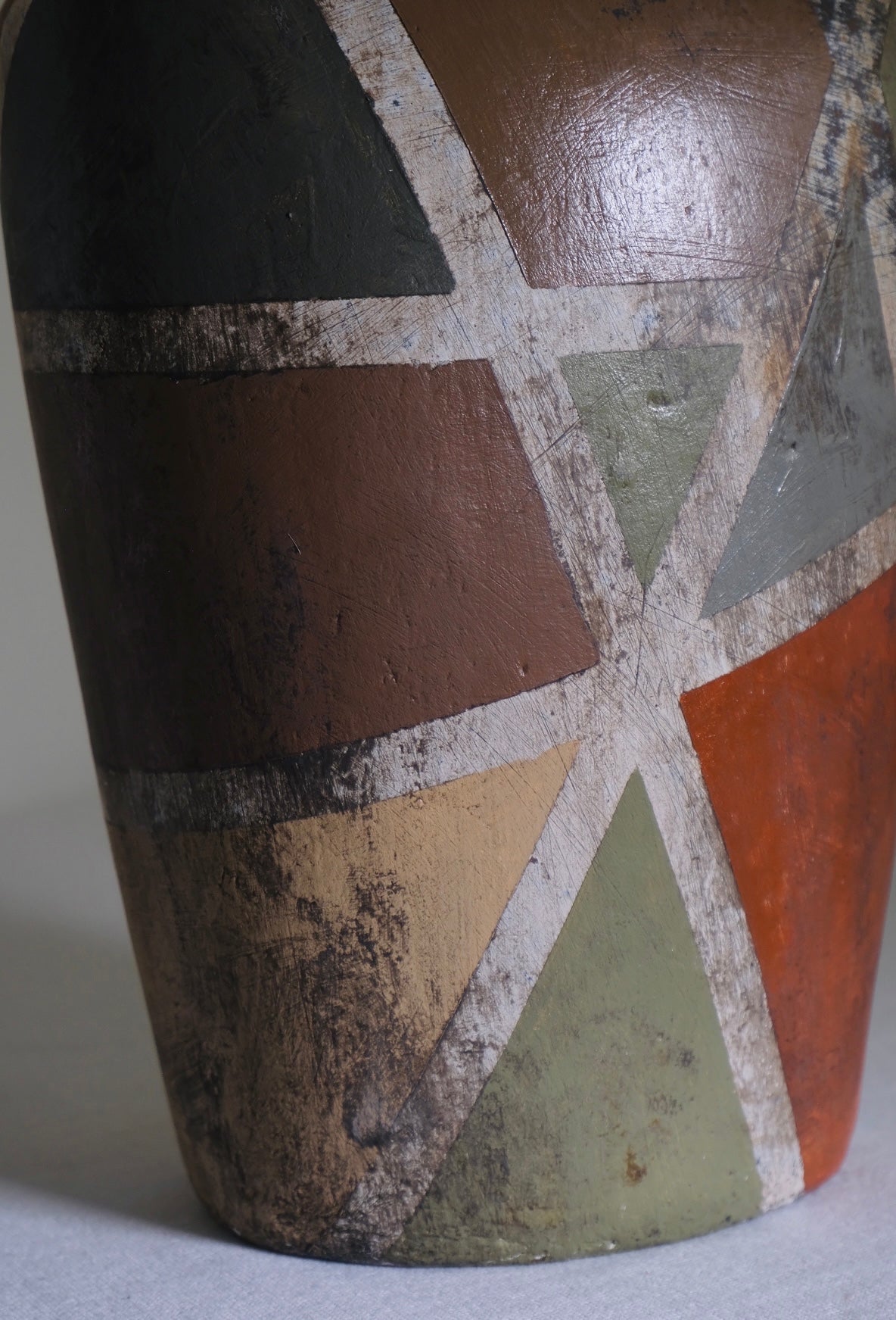 Antiqued Geometry Studio Pottery Vase