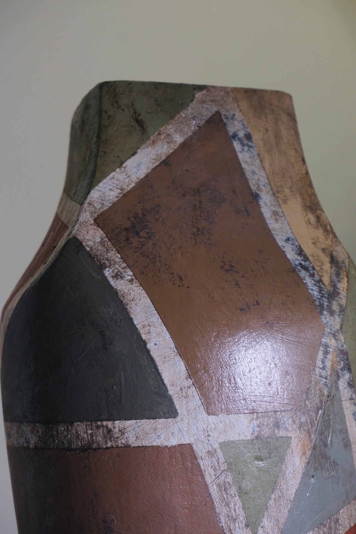 Antiqued Geometry Studio Pottery Vase