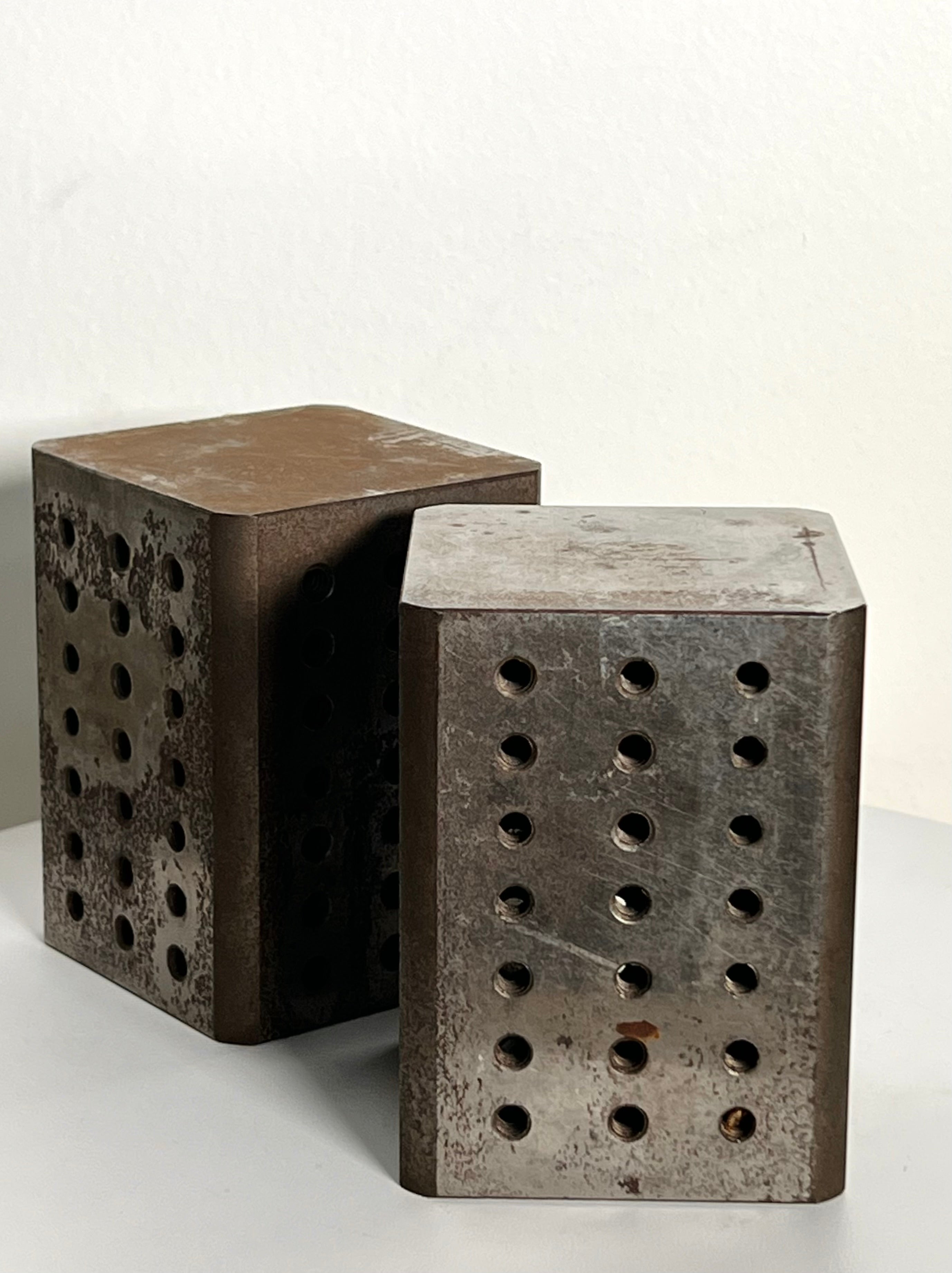 Full Metal Cube Drill Weight Bookends (Vintage) (SOLD)