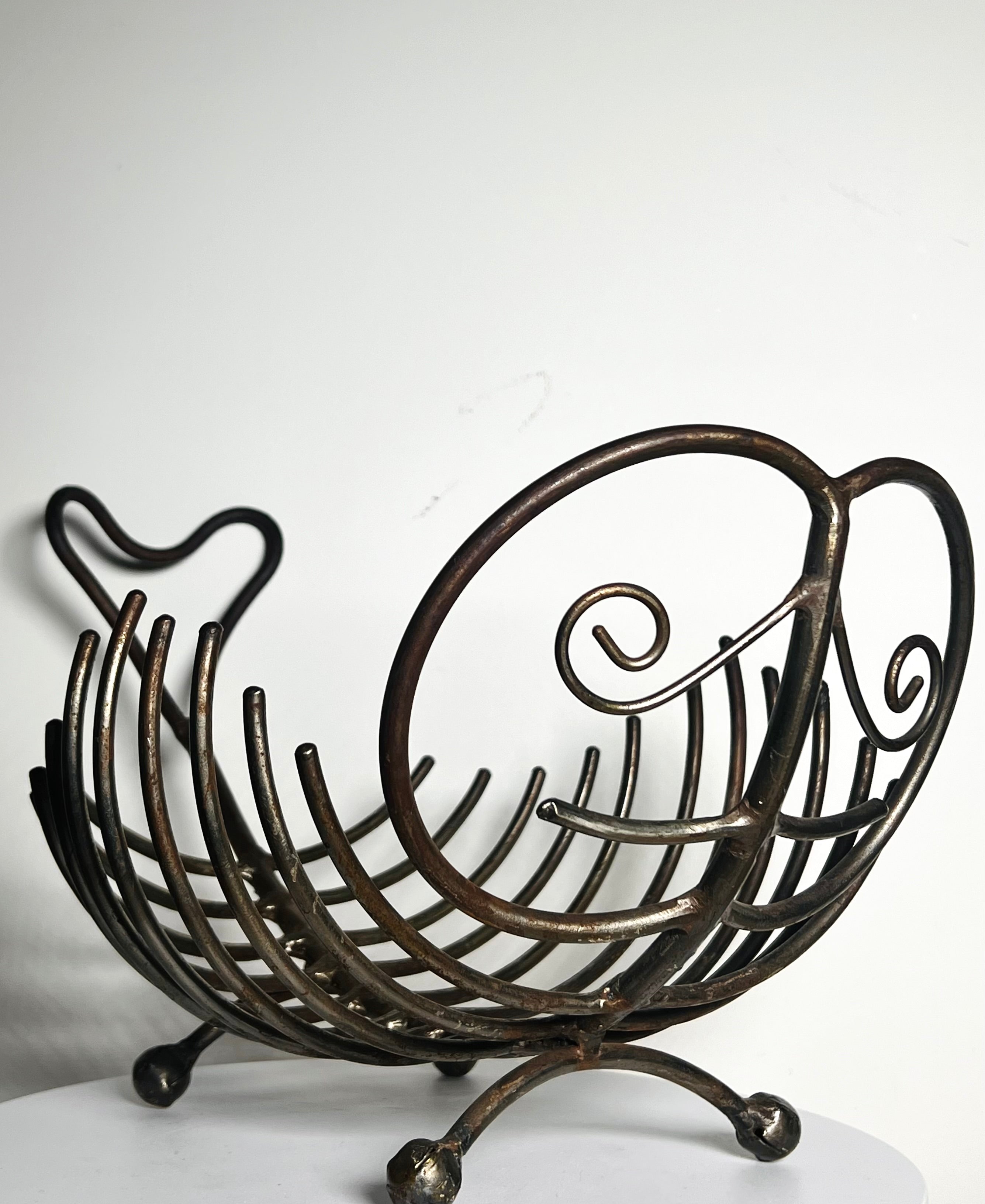 Wrought Iron Fish Bowl Basket (Vintage)