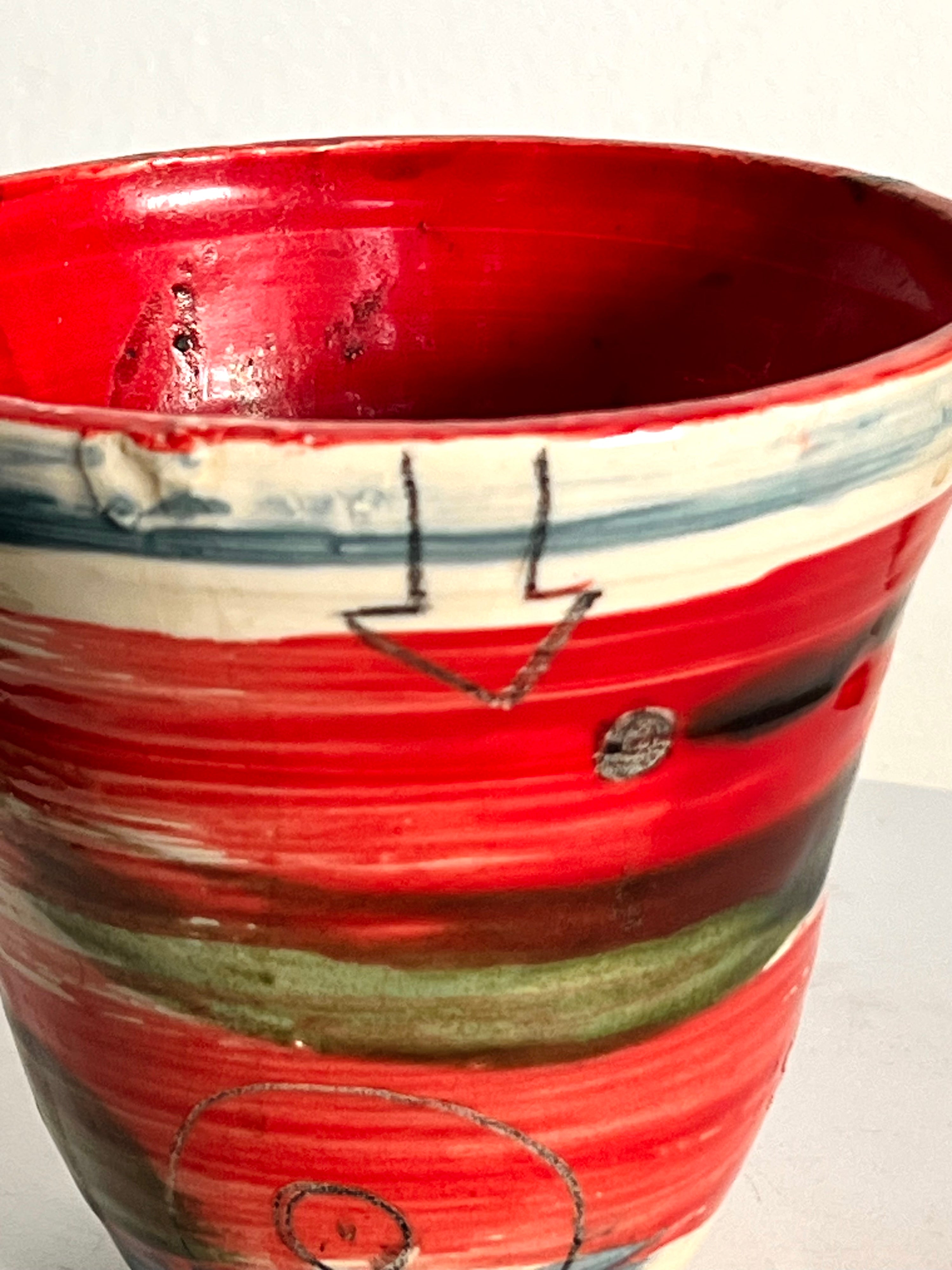 Red Abstract Small Bowl (Vintage)