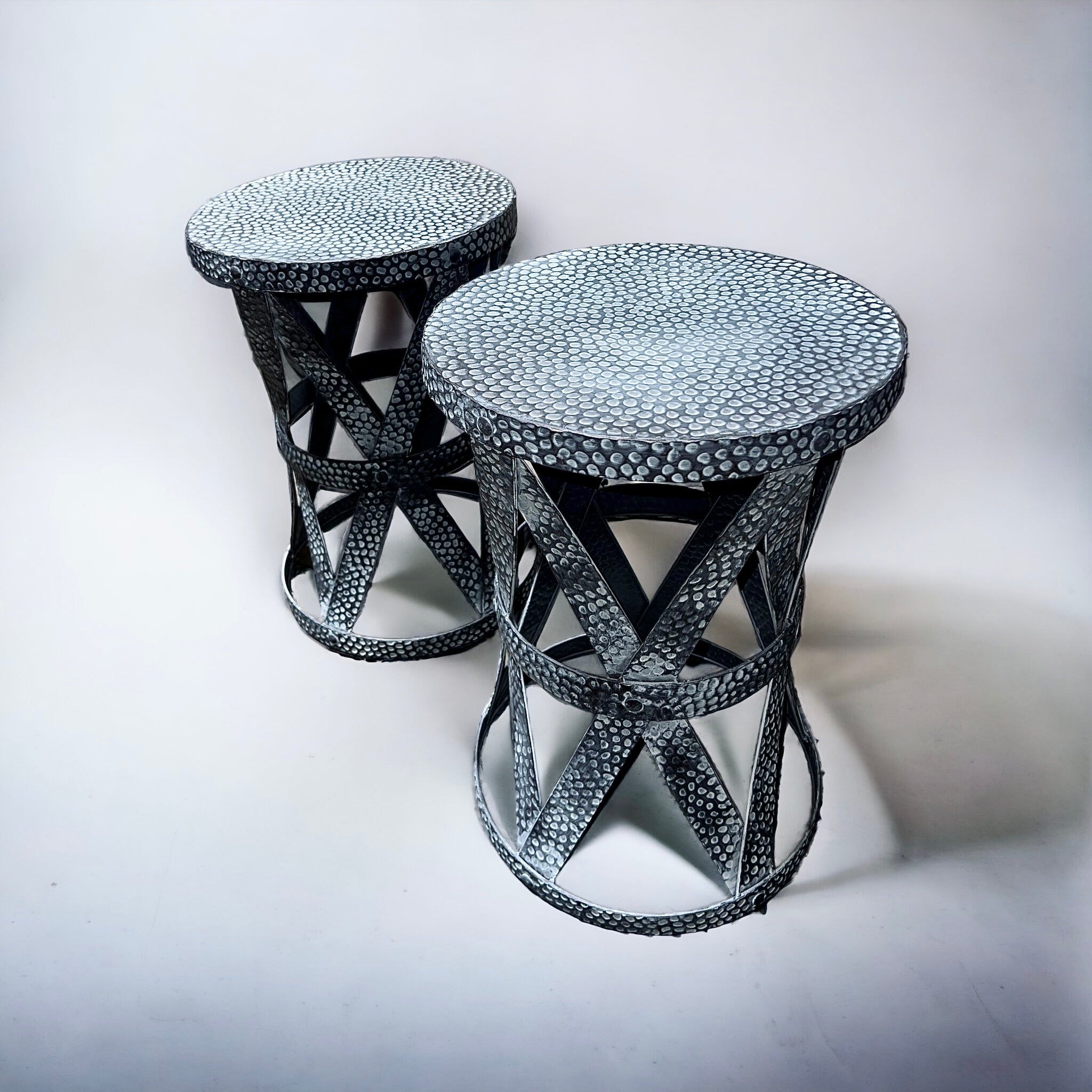 Hammered Metal Side Tables (Pair)