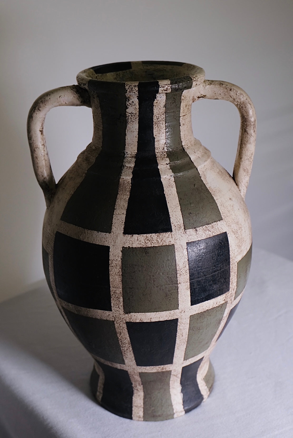 Grecian Inspired Geometric Large Camouflage Vase