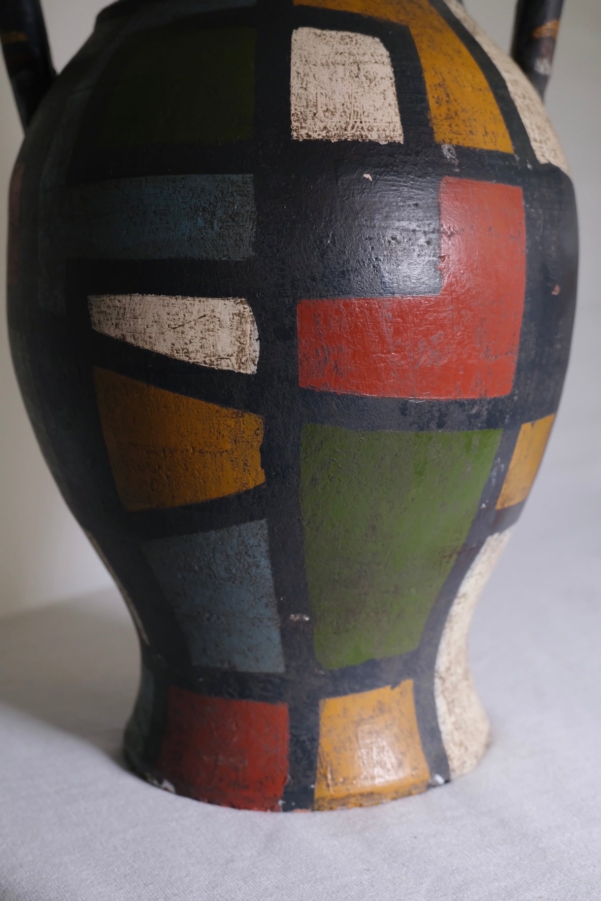 Grecian Inspired Abstract Retro Studio Pottery Large Vase