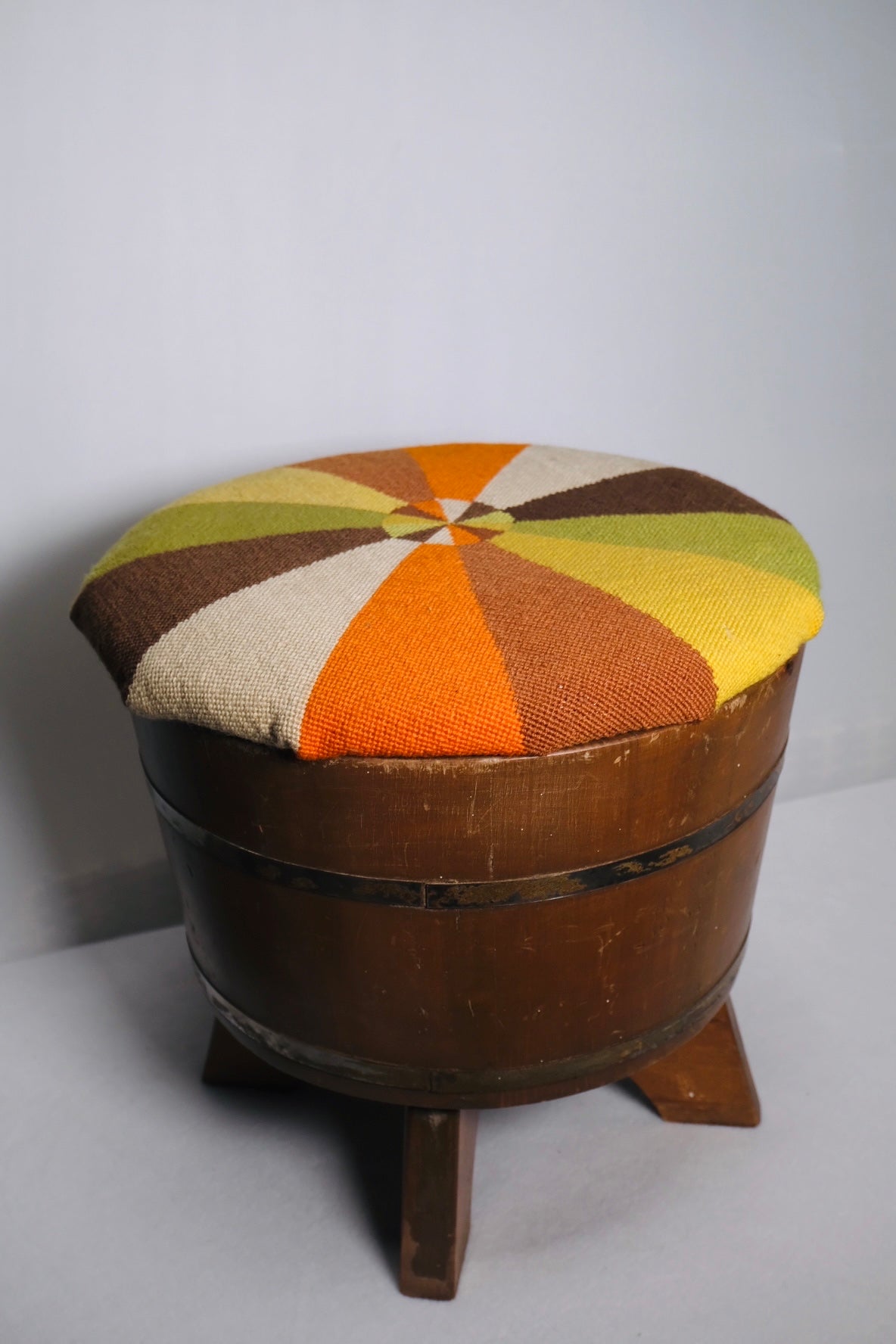 Keg Reupholstered Stool (Vintage)