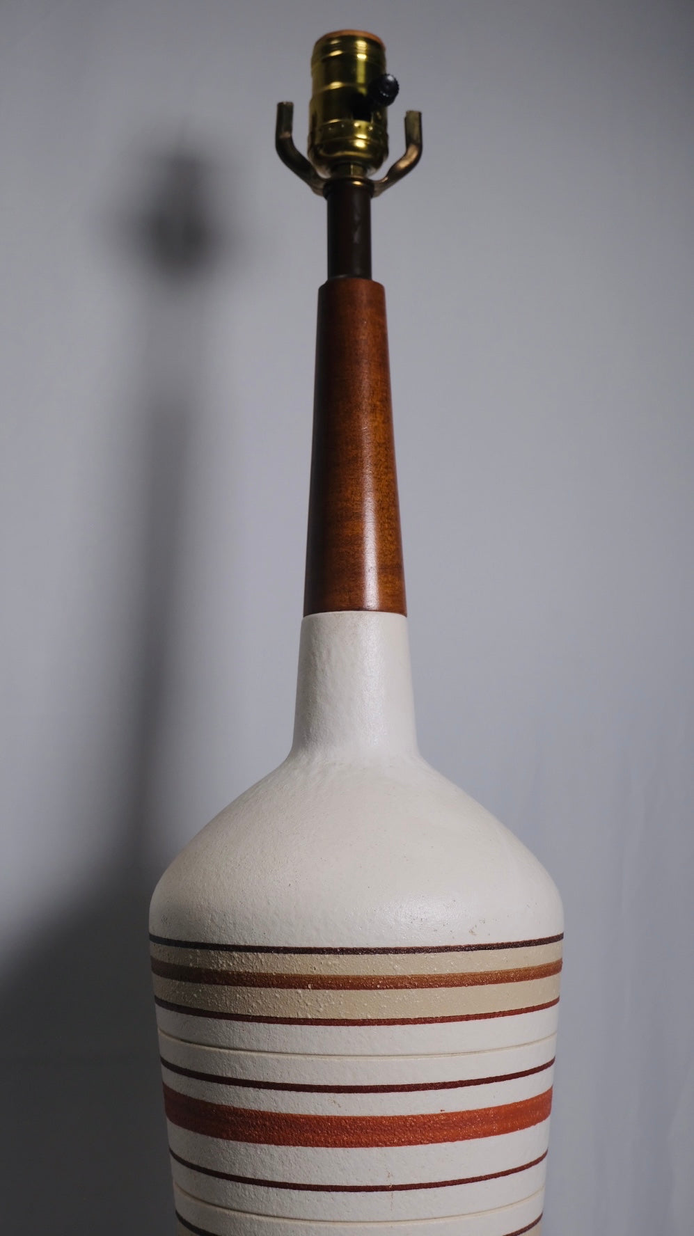 MCM 1960s Italian Banded Pottery Lamp (Vintage)