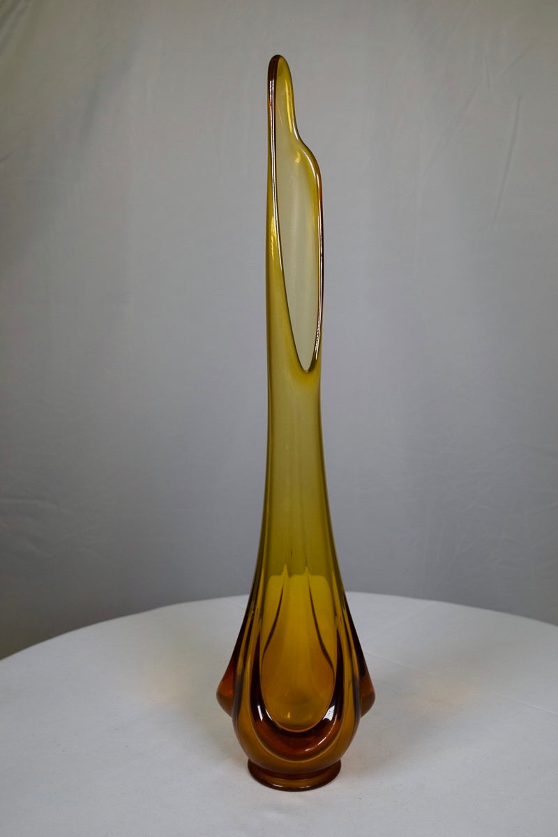 Amber Vintage MCM Glass Bud Vase (Vintage)