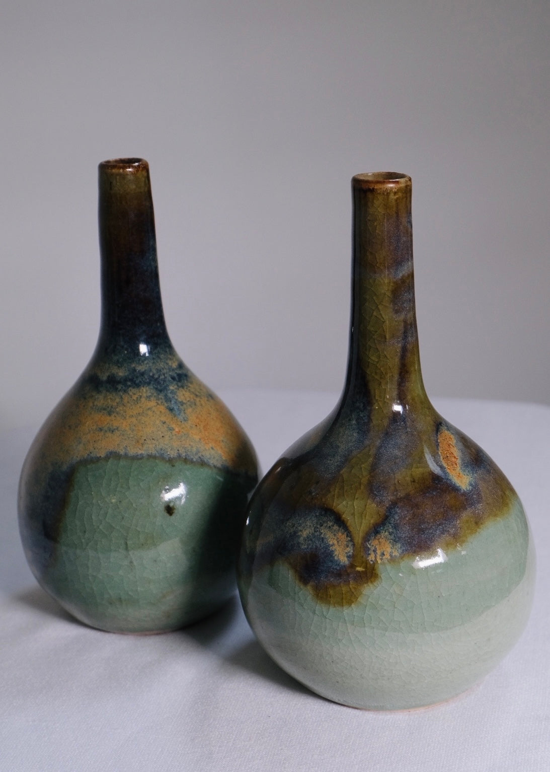 Teal Glazed MCM Vases (Pair/Vintage)