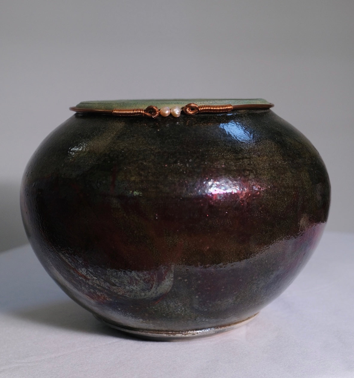 “Curtis Scott” Multicolored Raku Pot