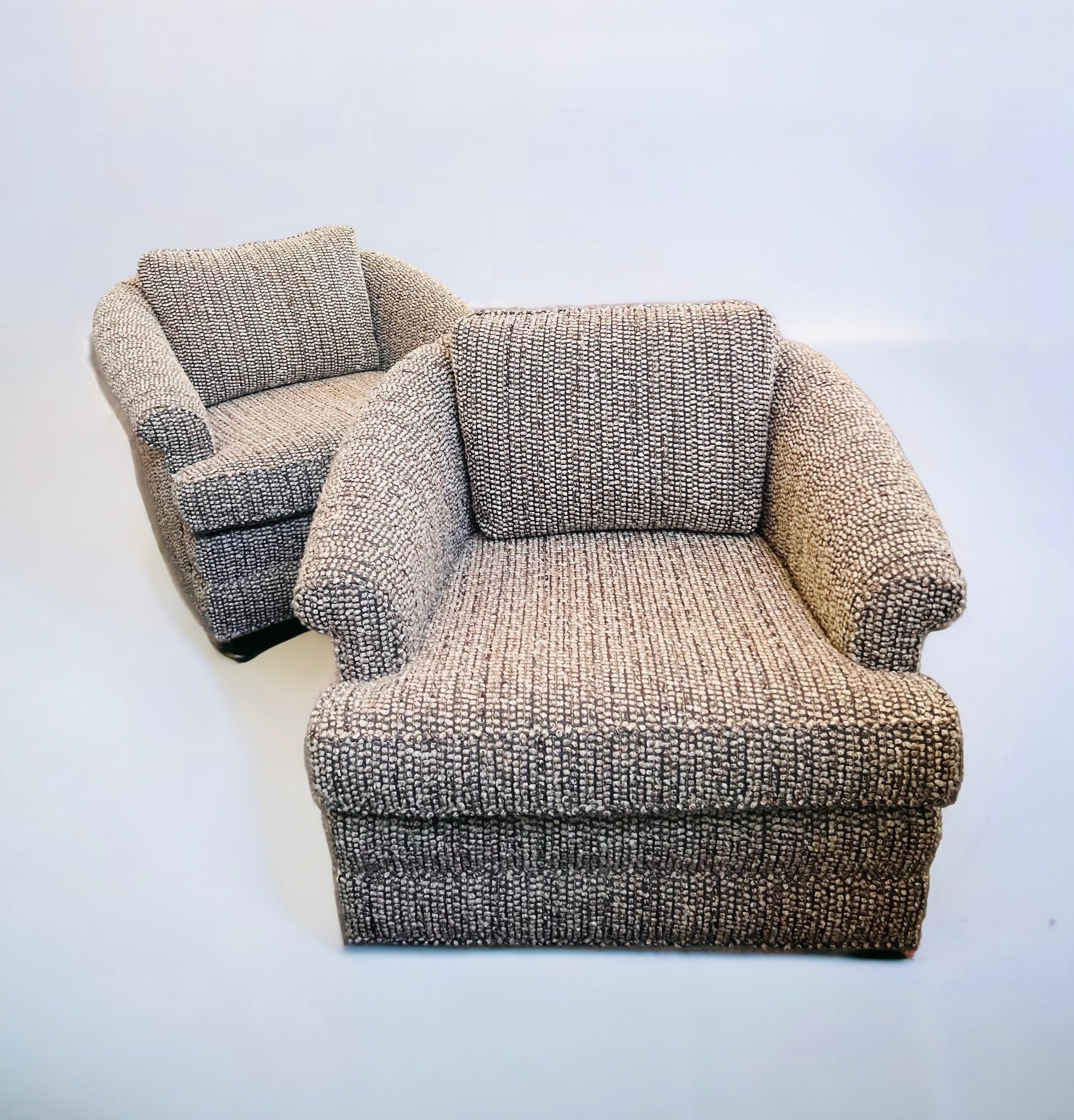 Boucle 1960s Reupholstered Swivel Chairs (Pair)