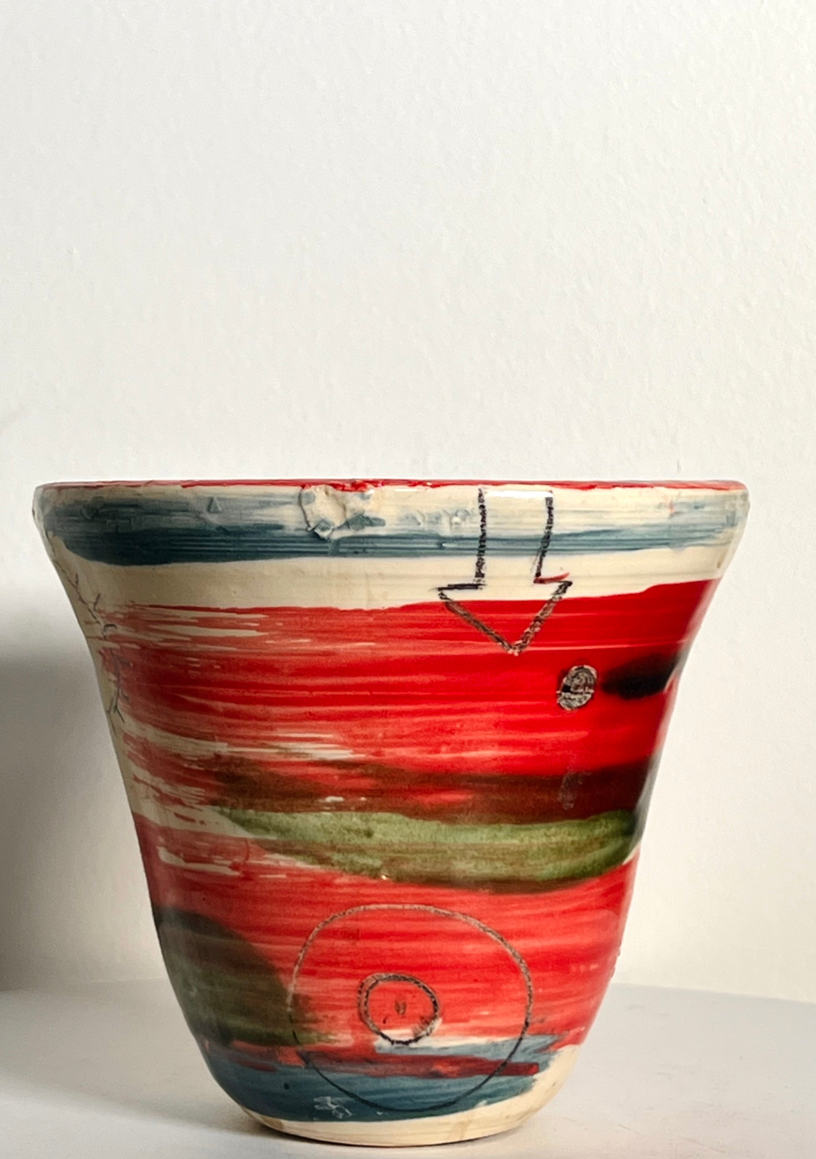 Red Abstract Small Bowl (Vintage)