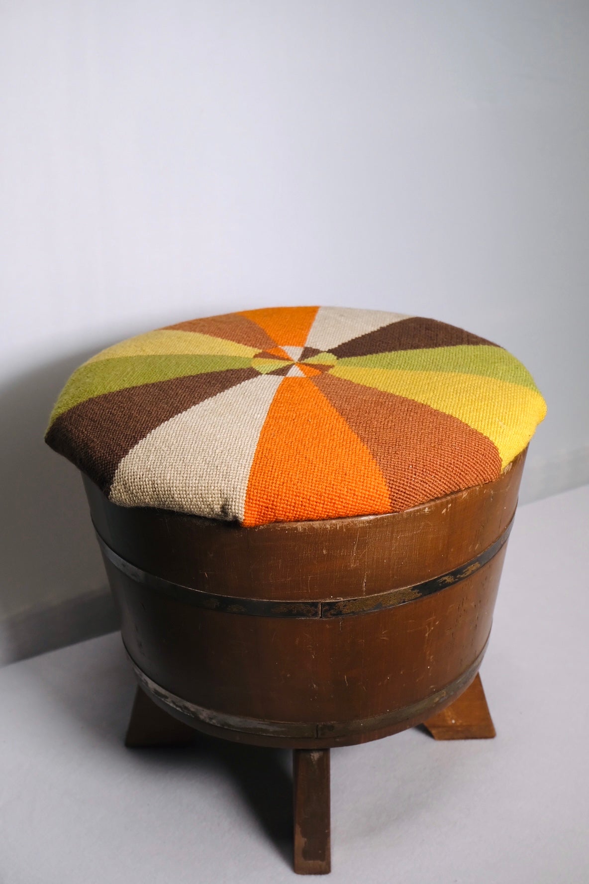 Keg Reupholstered Stool (Vintage)