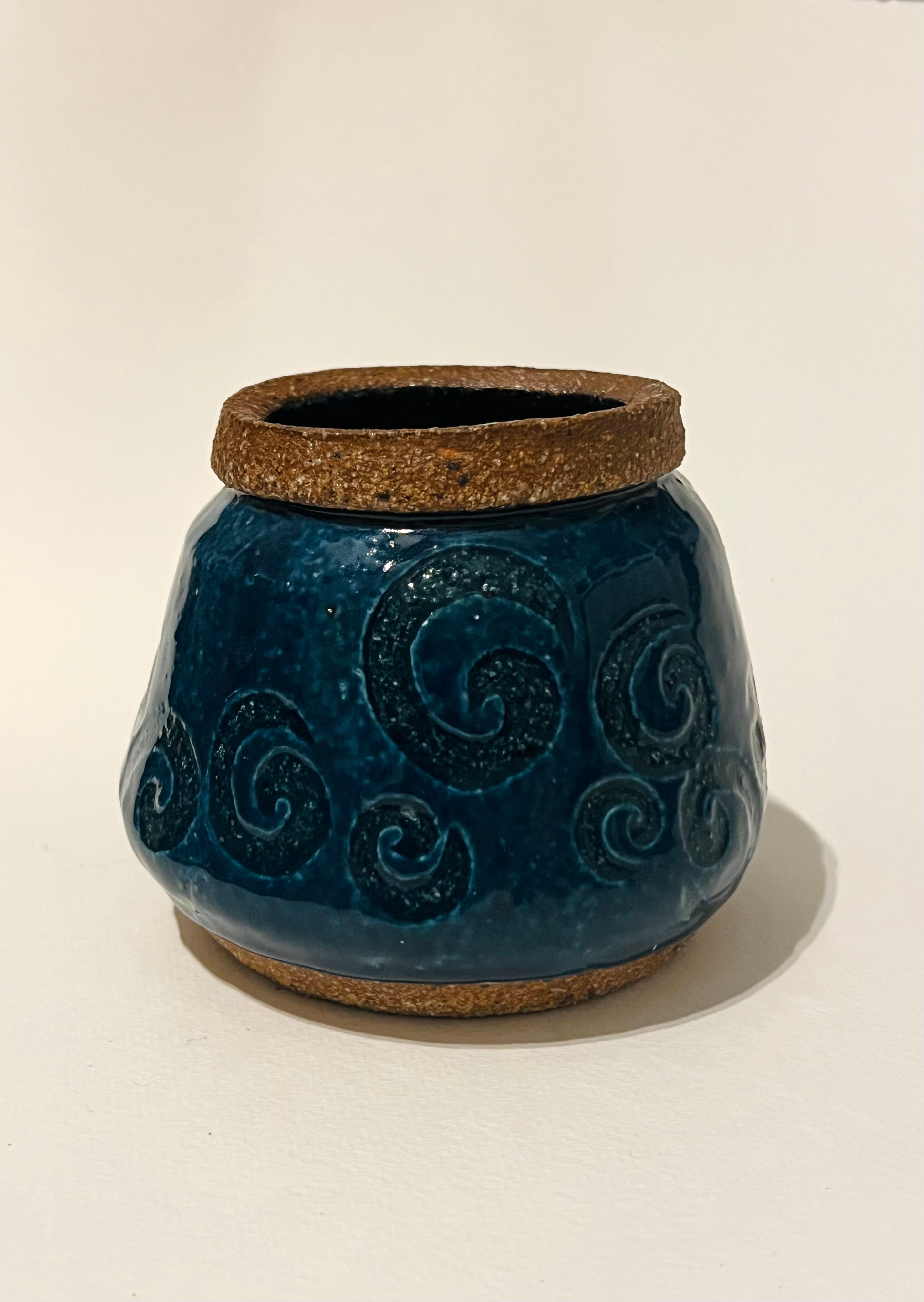 Small Teal Swirl Studio Pot (Vintage)