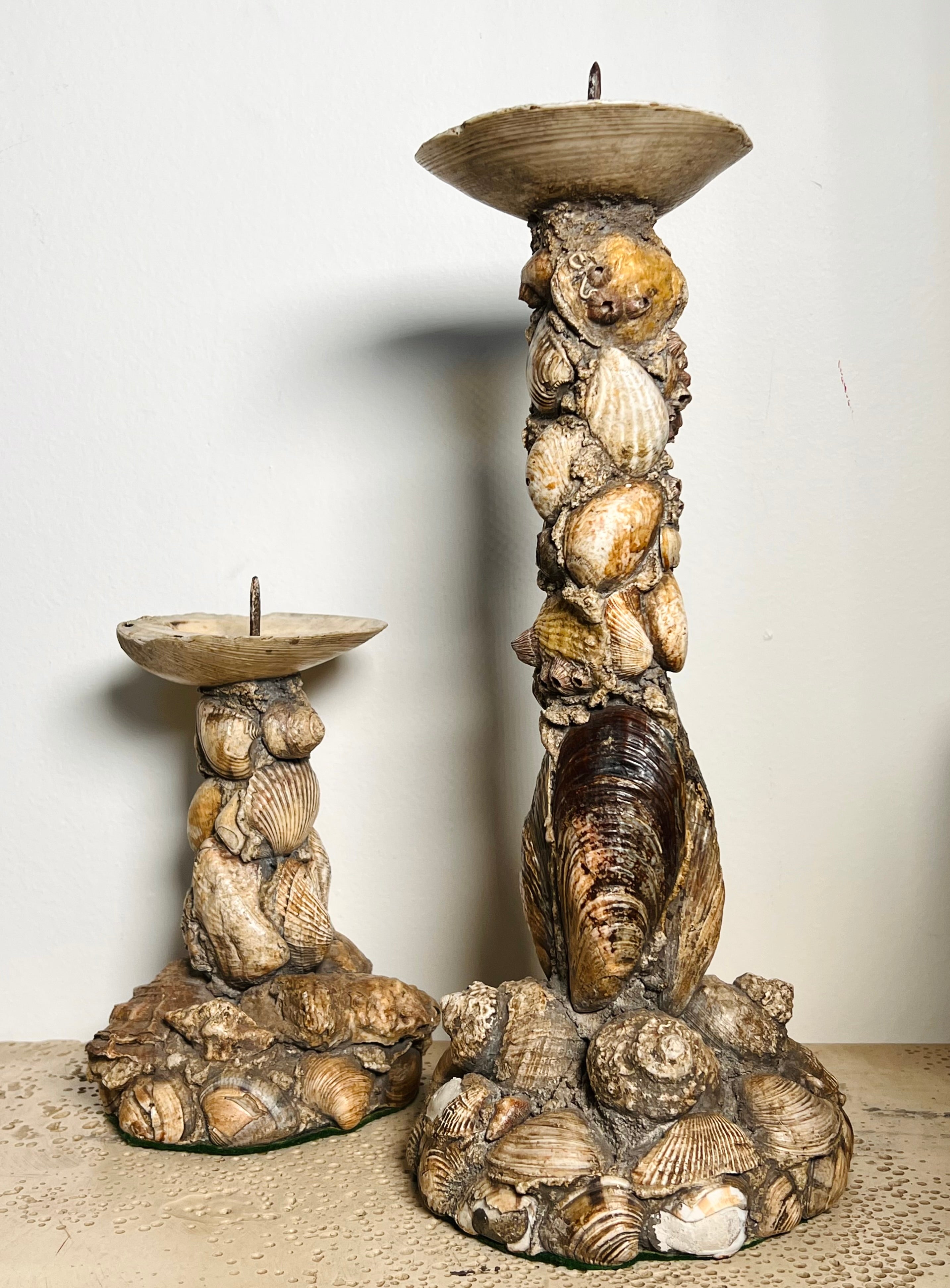 Shell Encrusted Candlesticks (Vintage)