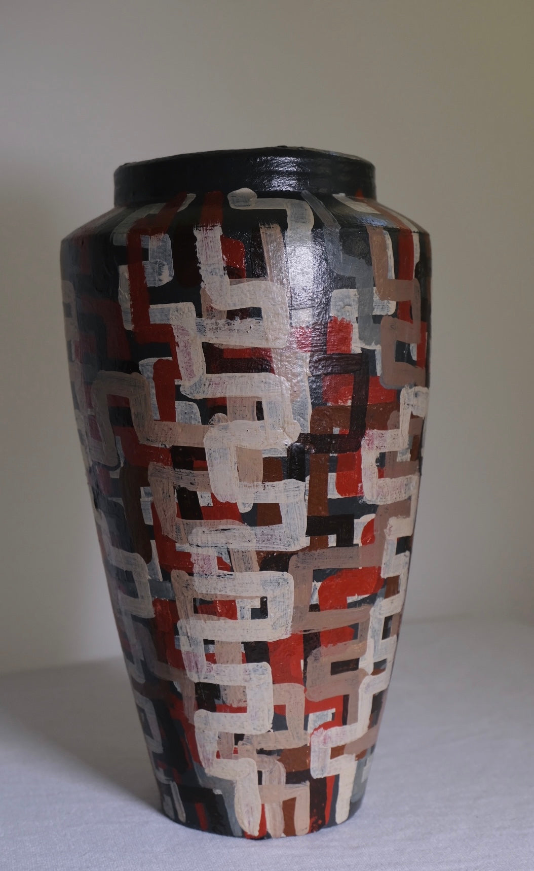 Triangular Geometric Red Vase