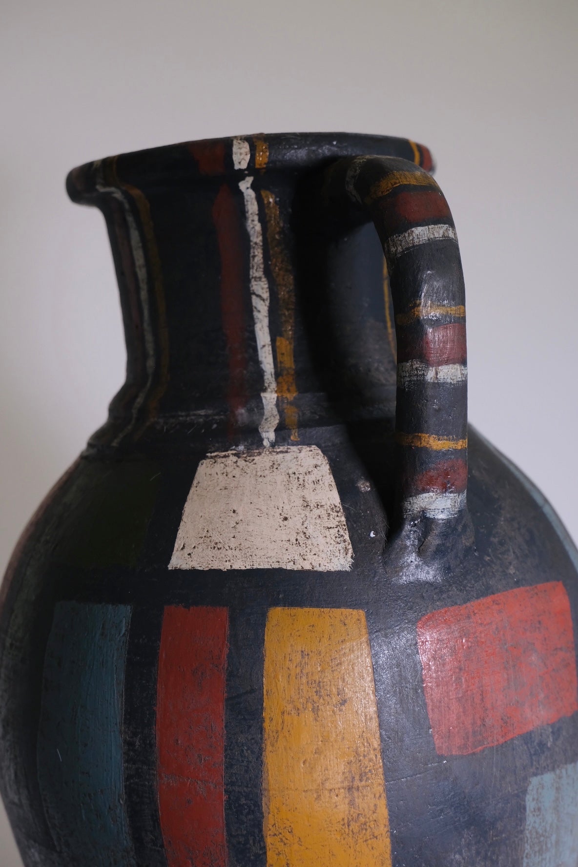 Grecian Inspired Abstract Retro Studio Pottery Large Vase