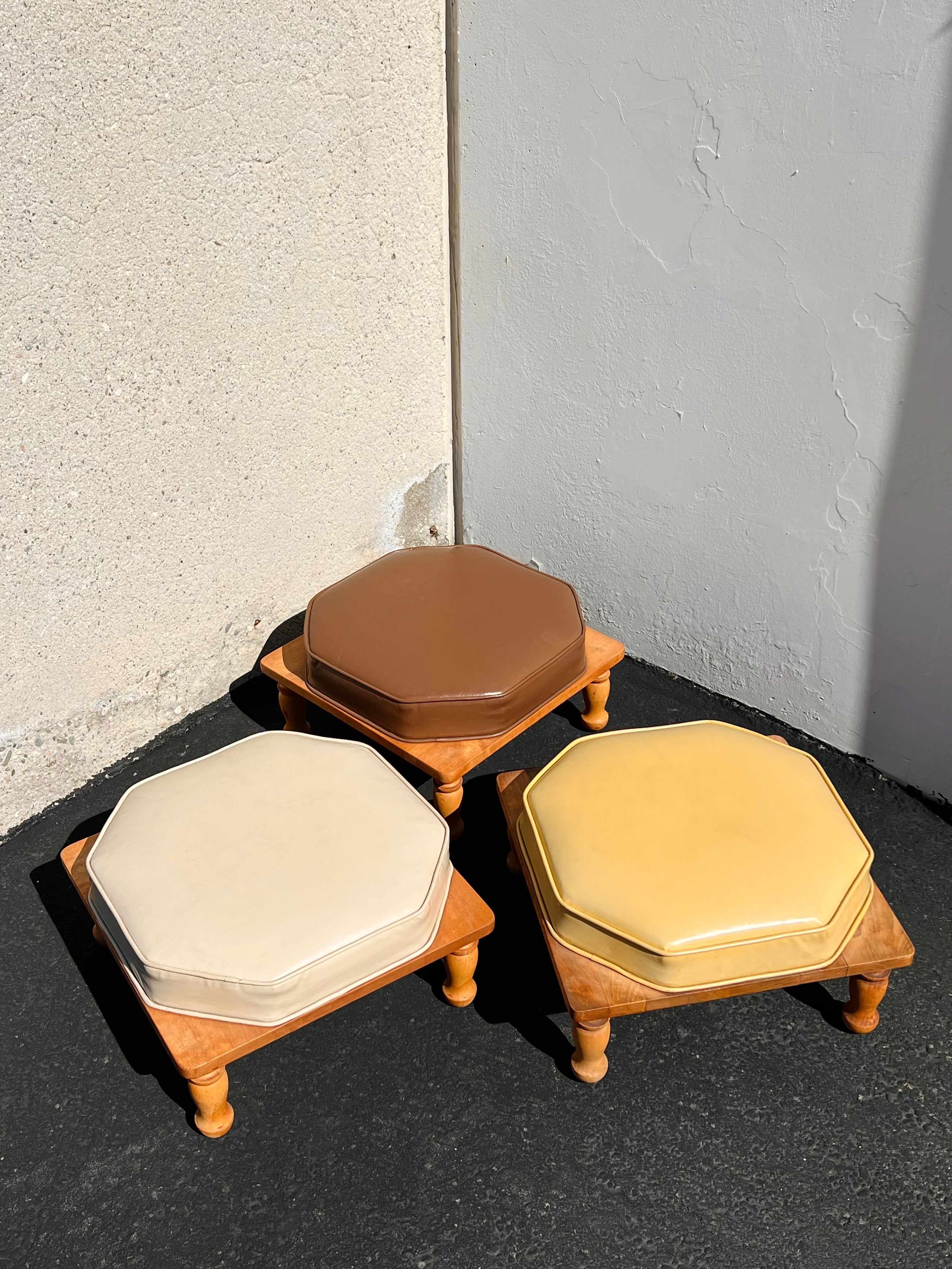 Mini Set of 3 MCM “Ethan Allen” Stacking Baumritter Foot Stools/Ottomans (Vintage)