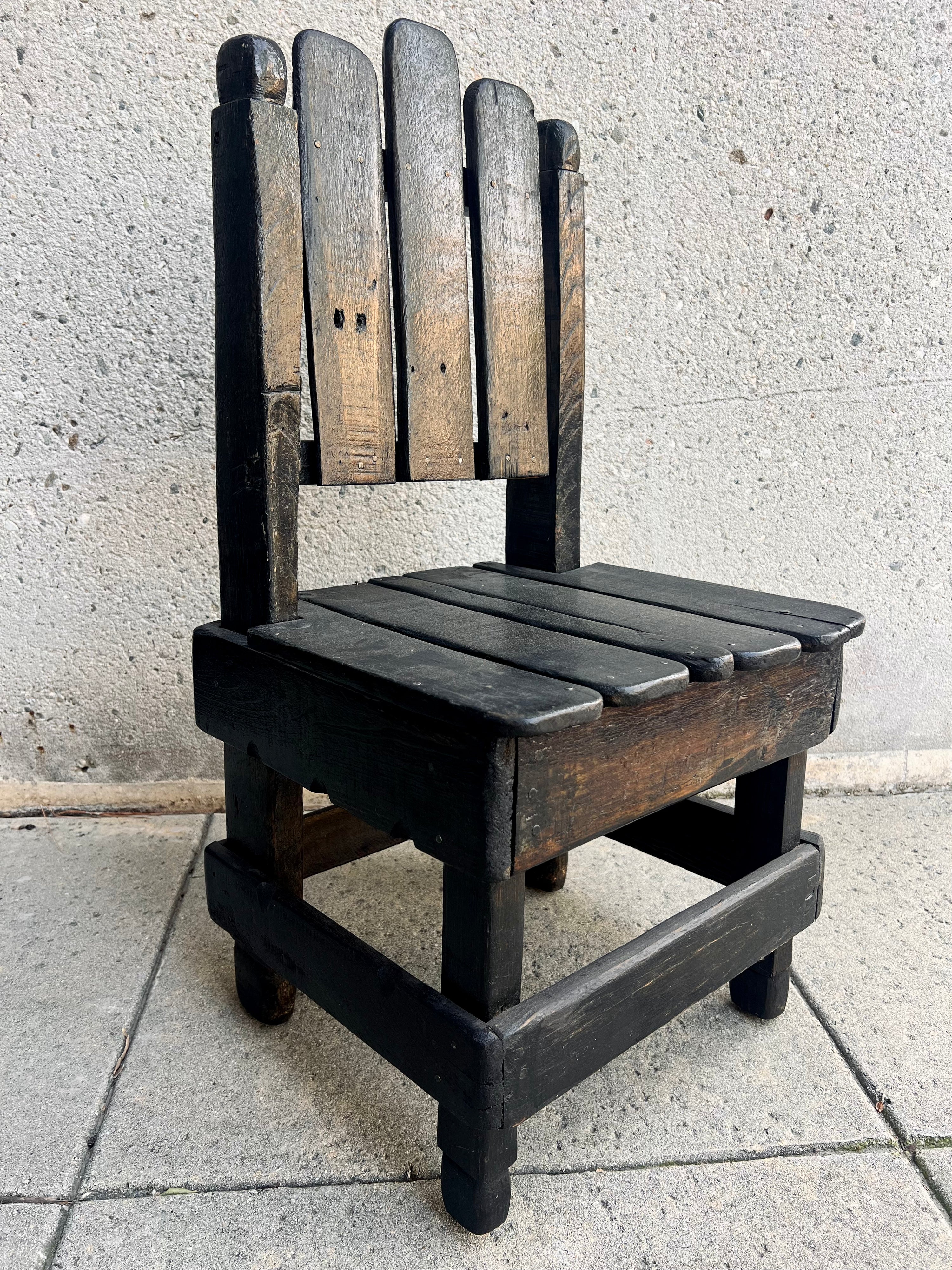 Black Antique Small Side Garden Chair (Vintage)