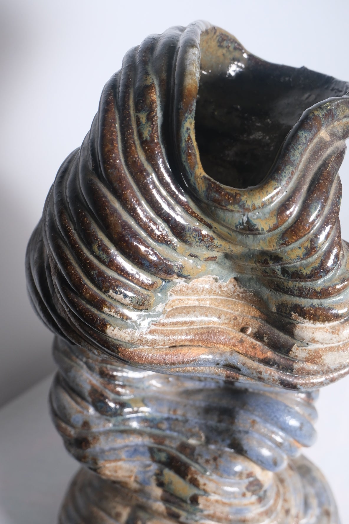 Enigmatic Blue/Brown Coil Vase (Vintage)