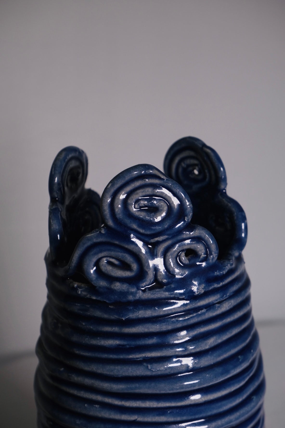 Blue Tall Studio Coil Pot (Vintage)