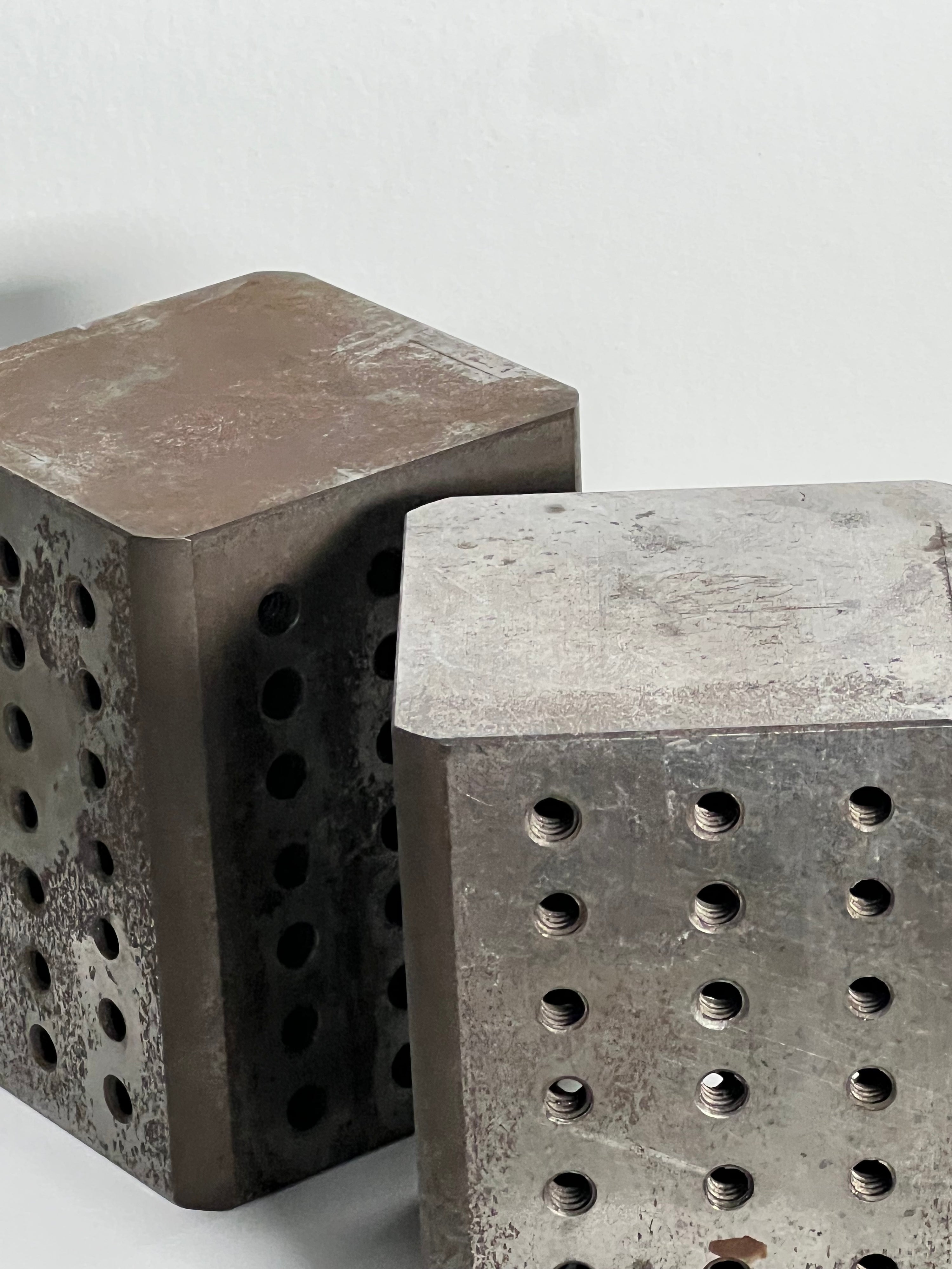 Full Metal Cube Drill Weight Bookends (Vintage) (SOLD)