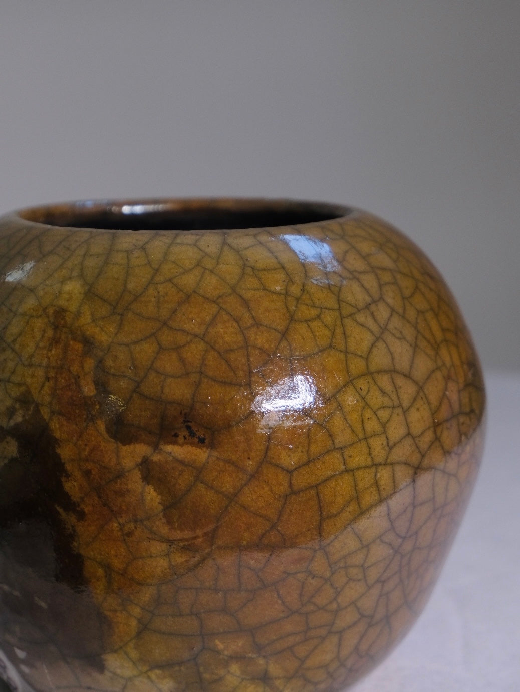 “MJA” Gold/Brown Raku Studio Pot (Vintage)