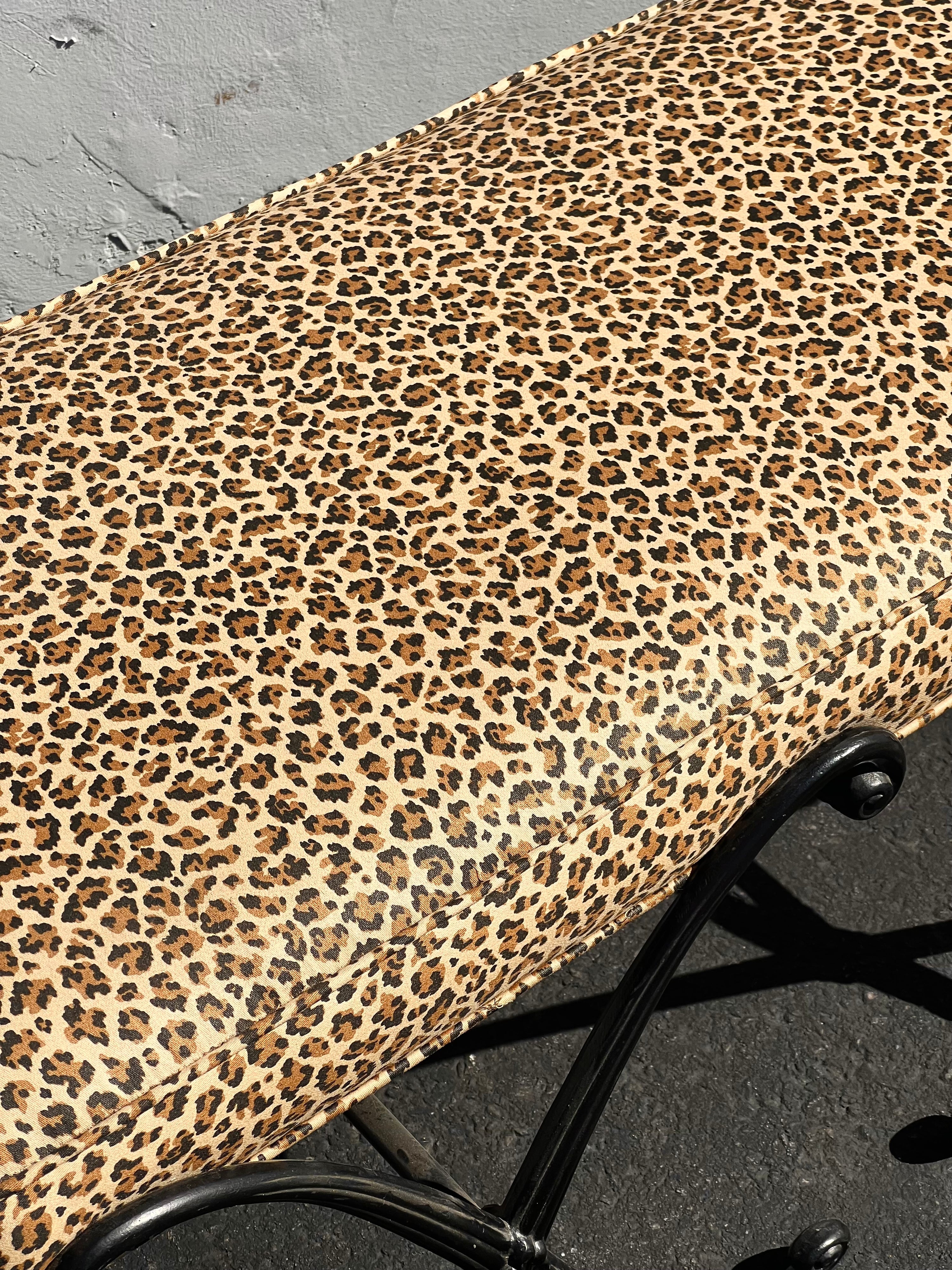 Cheetah Print Wrought Iron Bench (Vintage)