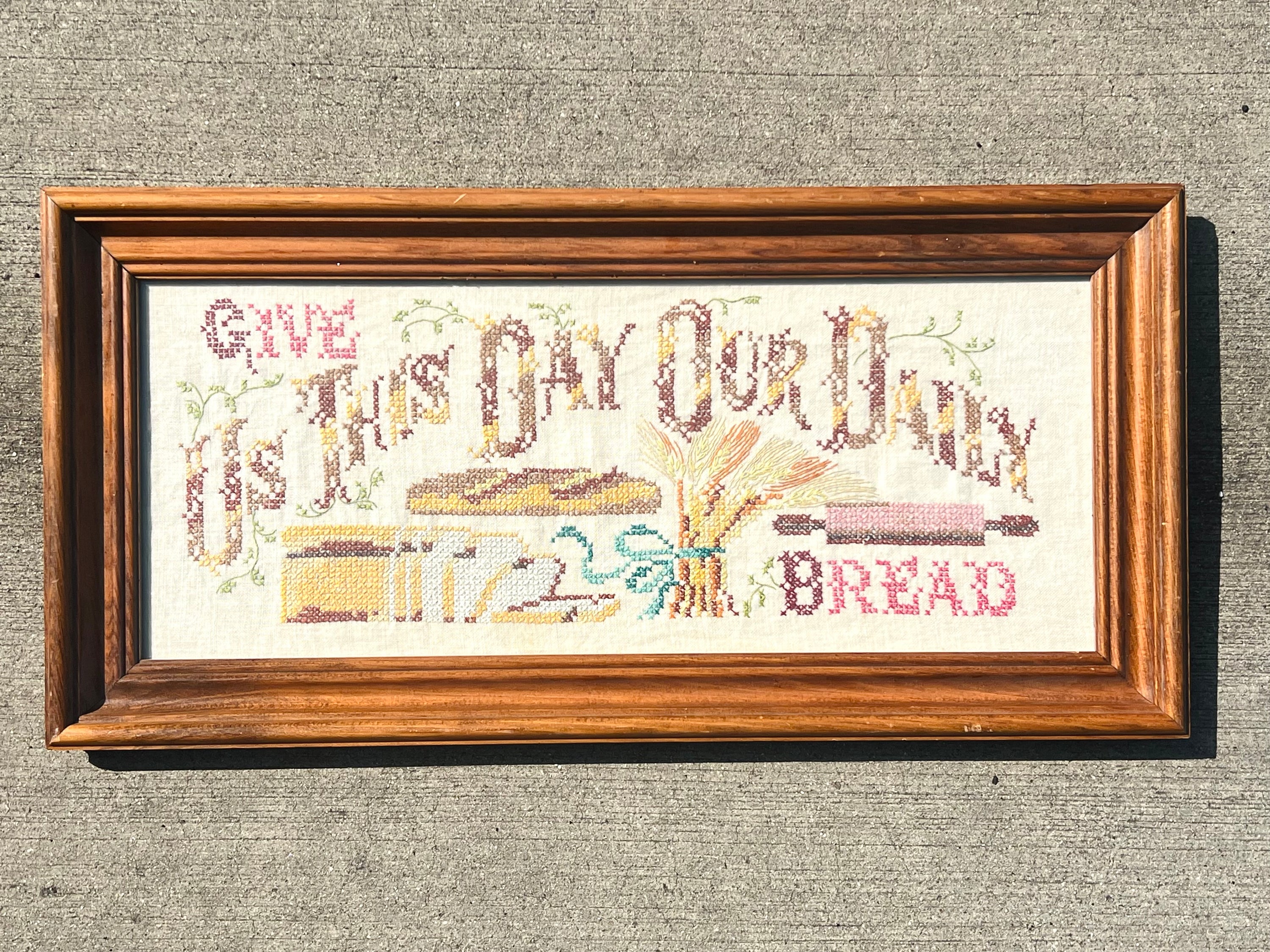 “Give Us Thy Day Our Daily Bread” Needlepoint (Vintage)