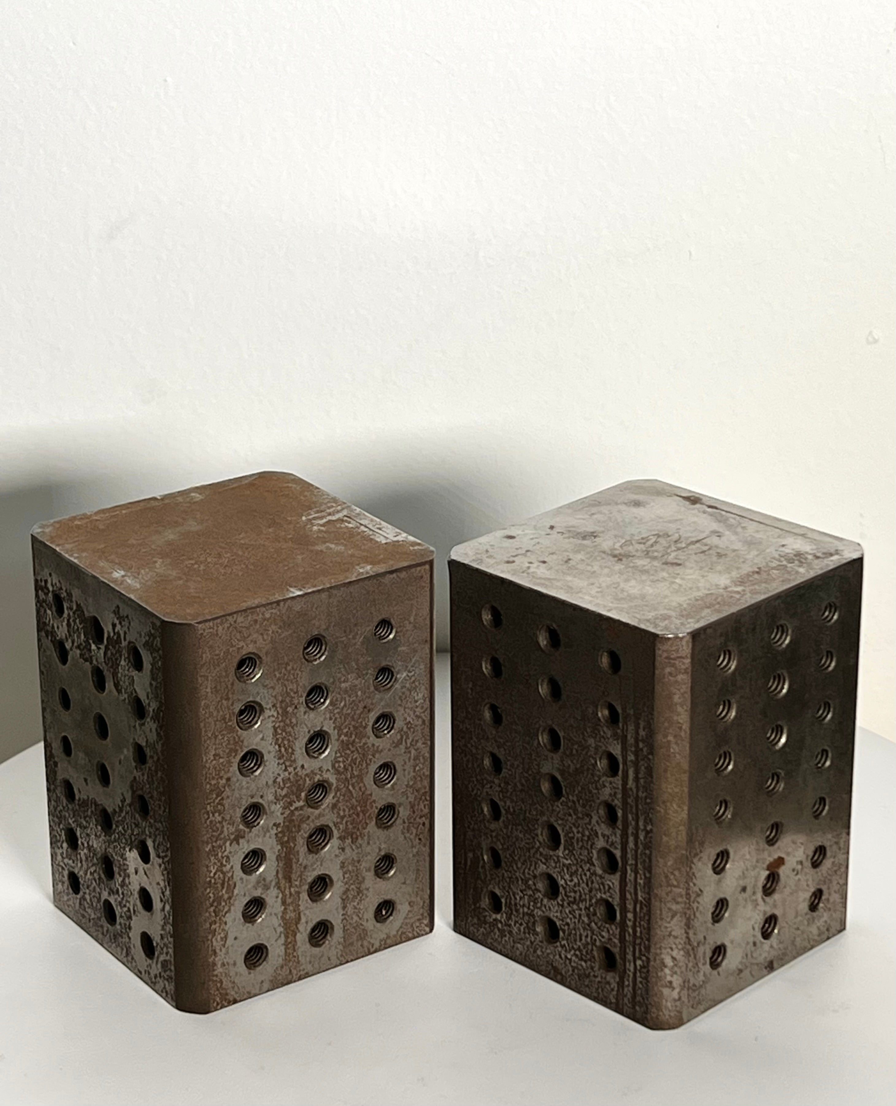 Full Metal Cube Drill Weight Bookends (Vintage) (SOLD)